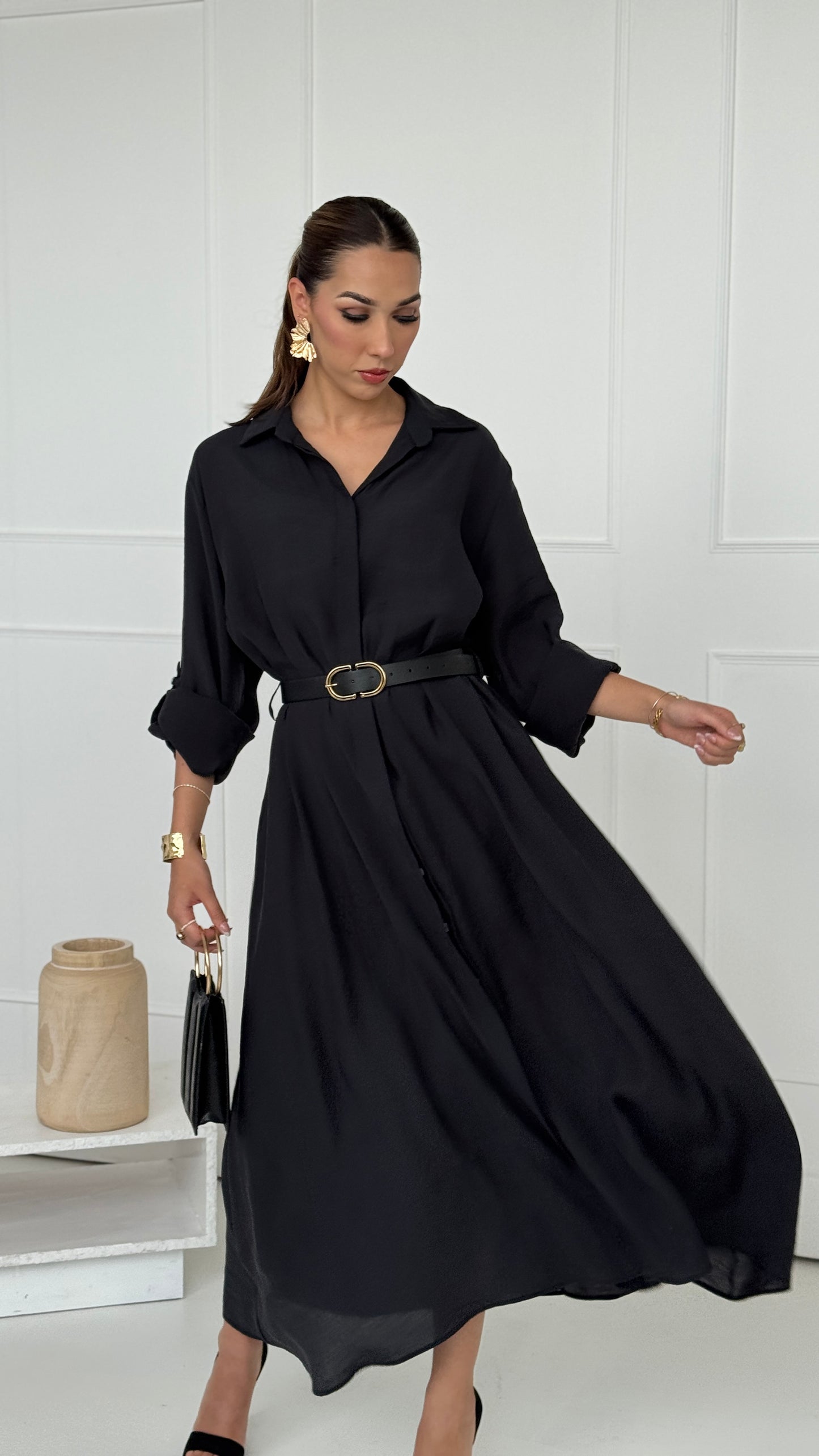 Sahara Modal Shirt Dress – Black - Brand By BIBI