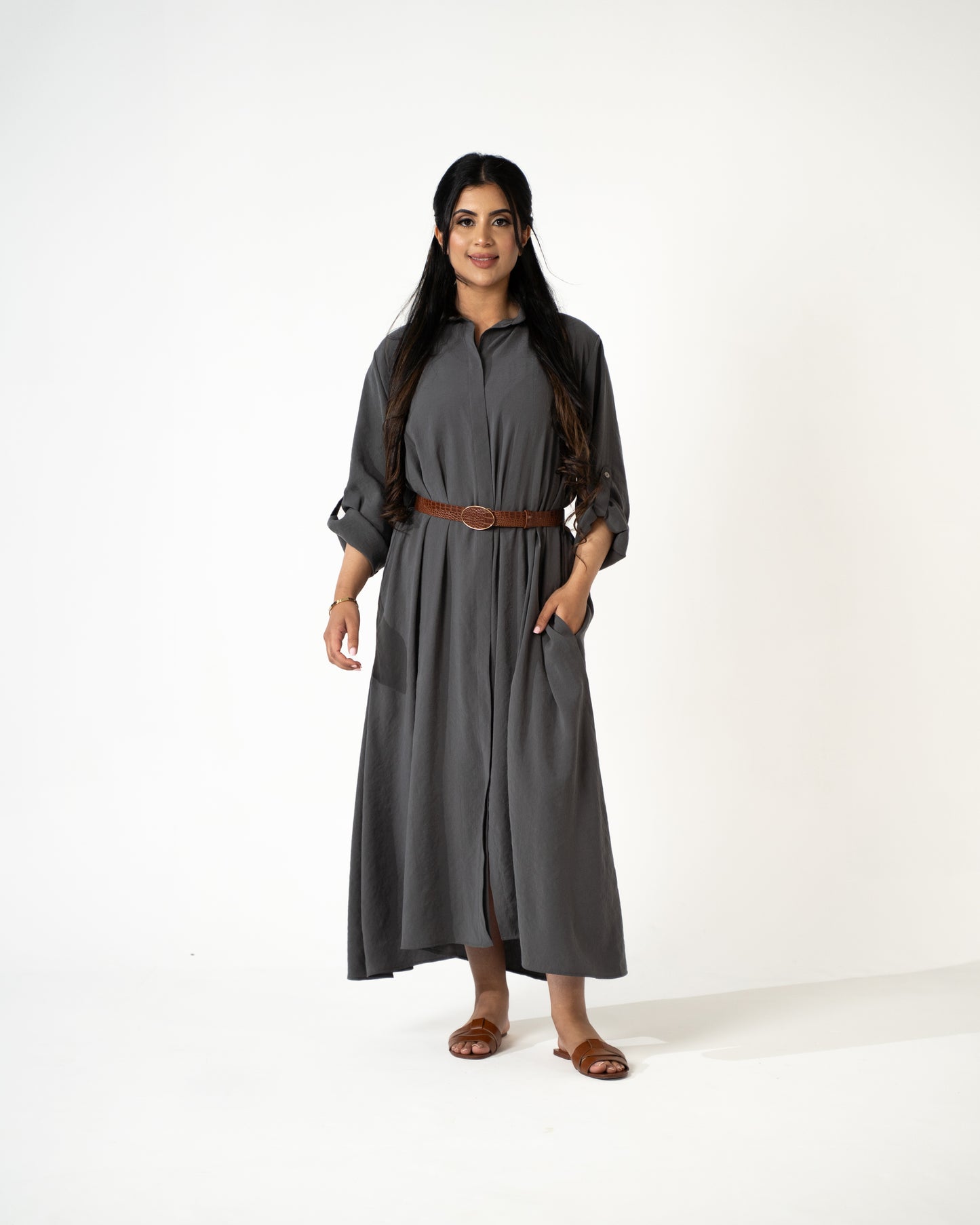 Sahara Modal Shirt Dress – Charcoal - Brand By BIBI