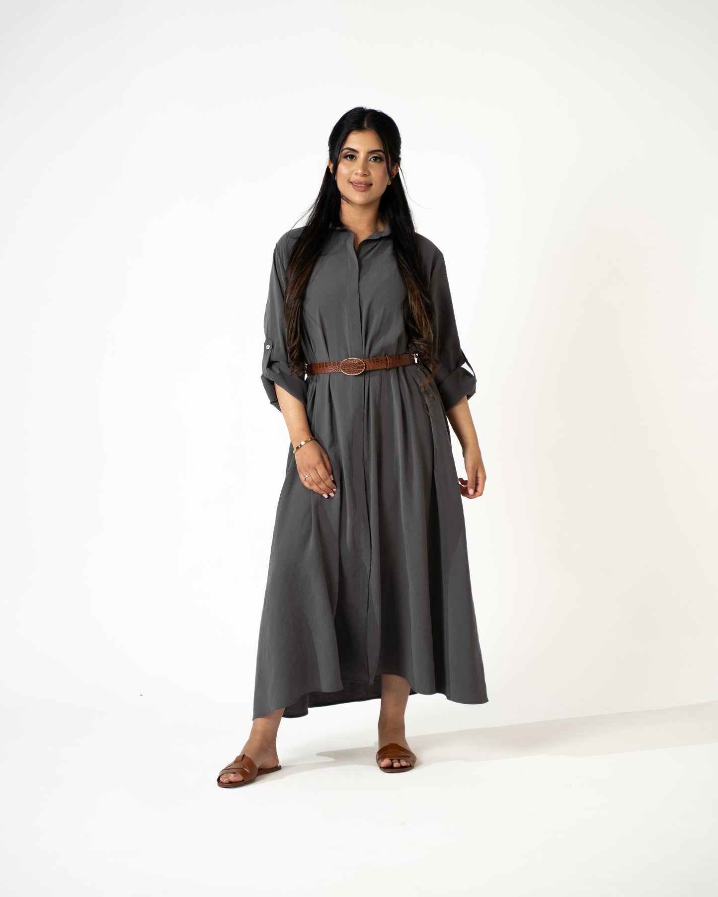 Sahara Modal Shirt Dress – Charcoal - Brand By BIBI