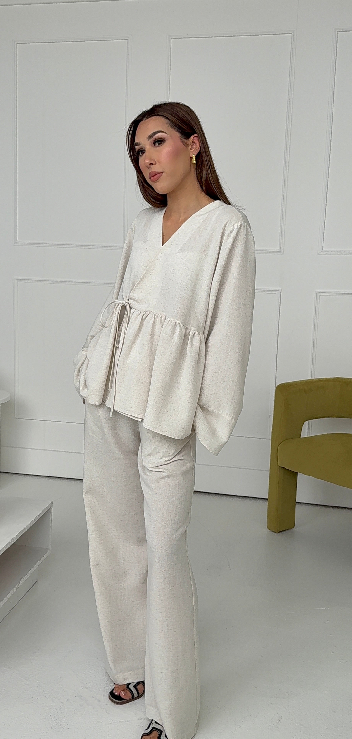 Peplum Tie Set - Oatmeal - Brand By BIBI