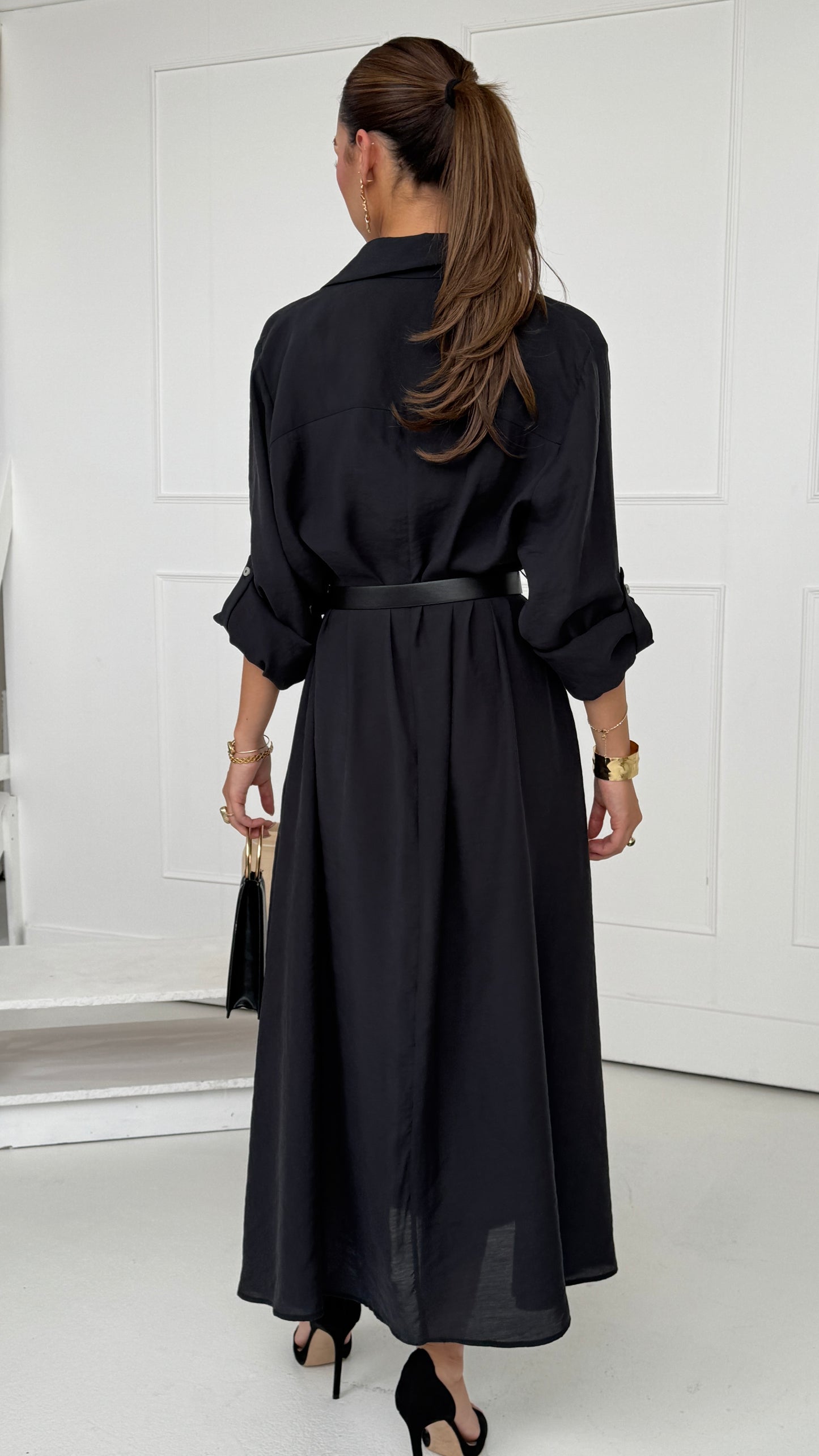 Sahara Modal Shirt Dress – Black - Brand By BIBI