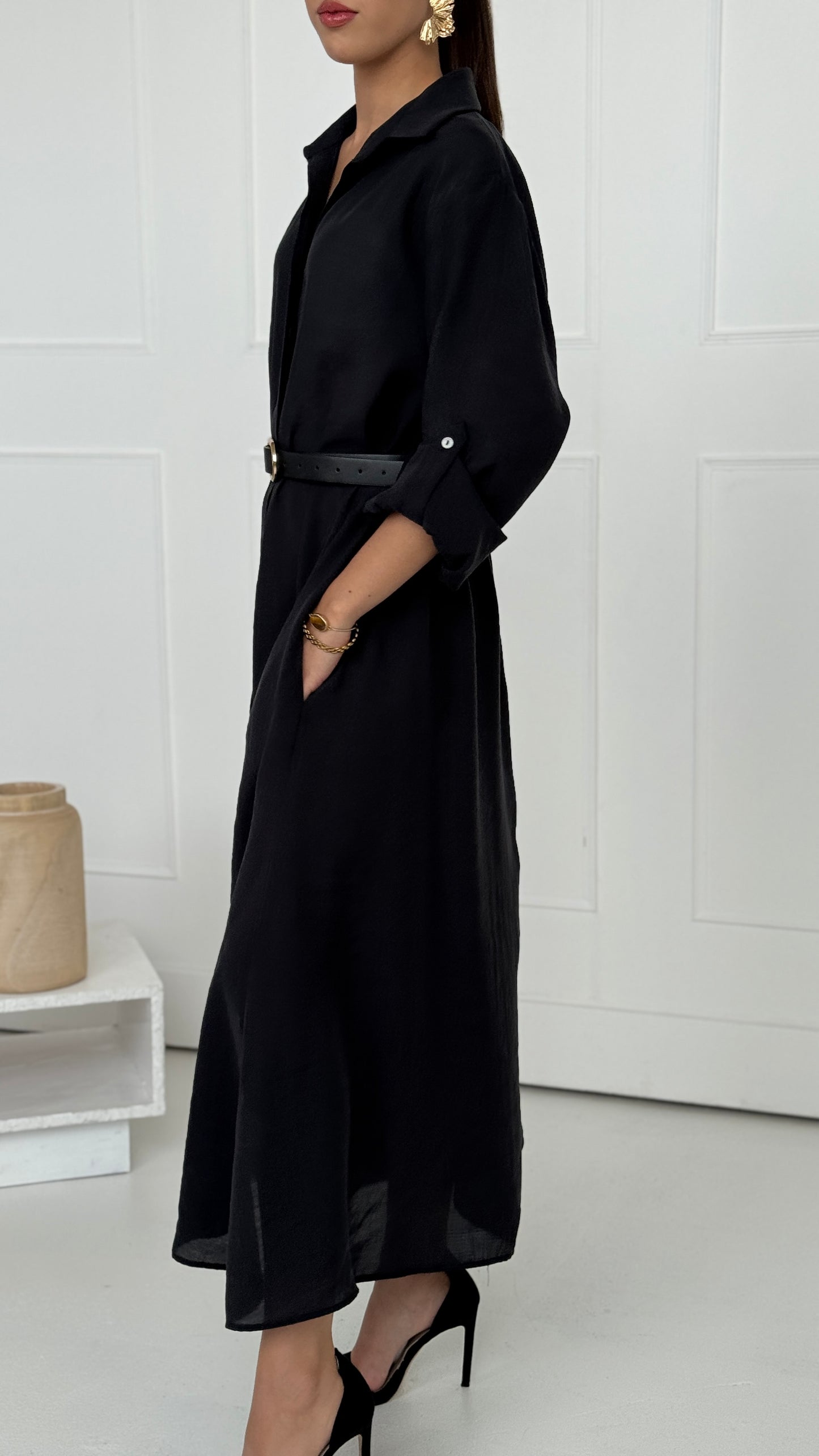 Sahara Modal Shirt Dress – Black - Brand By BIBI