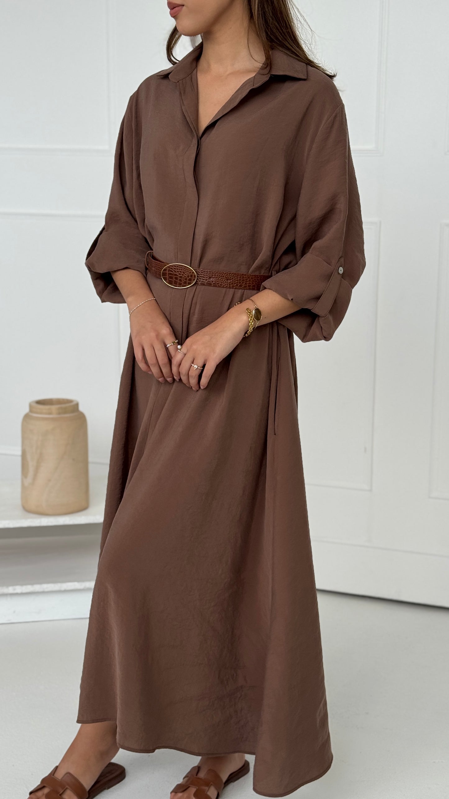 Sahara Modal Shirt Dress – Brown - Brand By BIBI
