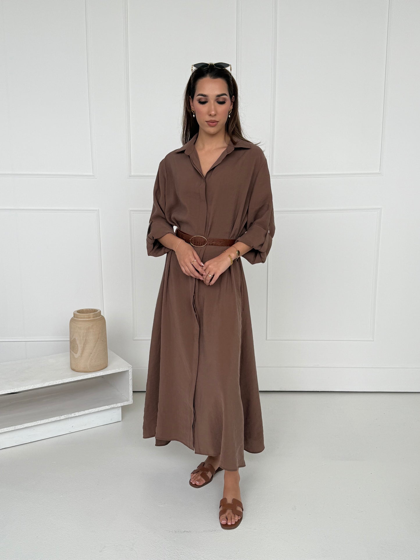 Sahara Modal Shirt Dress – Brown - Brand By BIBI