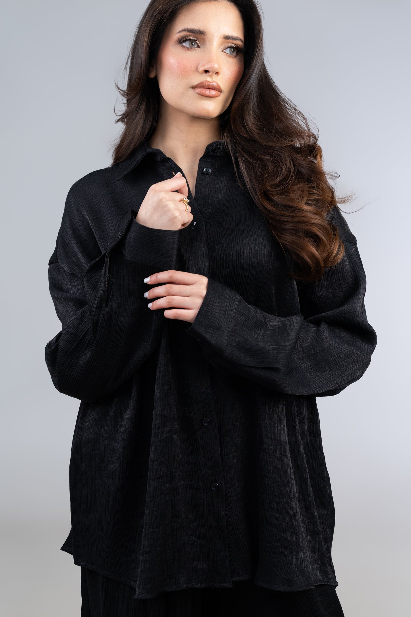Relaxed Fit Textured Co-Ord - Black - Brand By BIBI