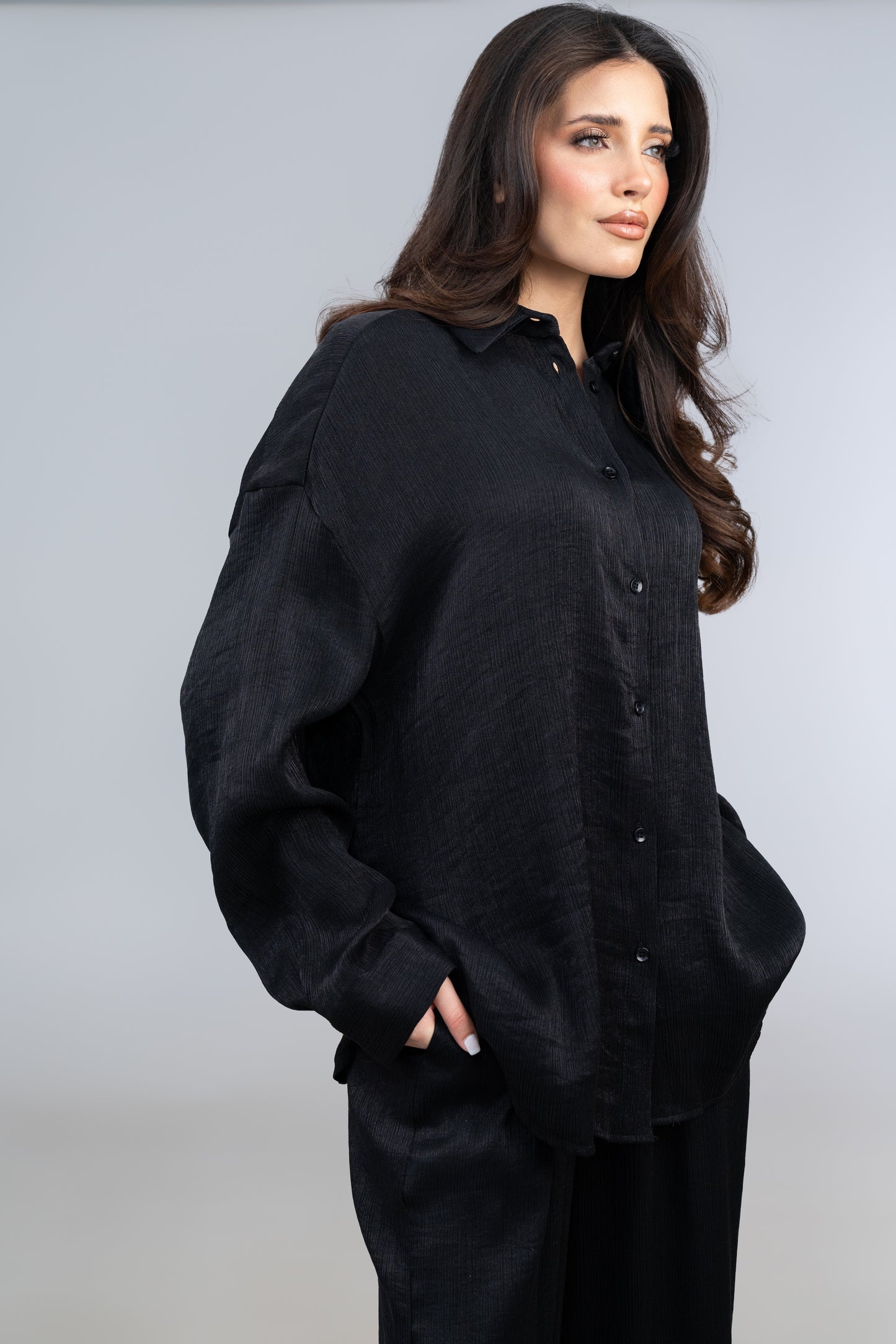 Relaxed Fit Textured Co-Ord - Black - Brand By BIBI