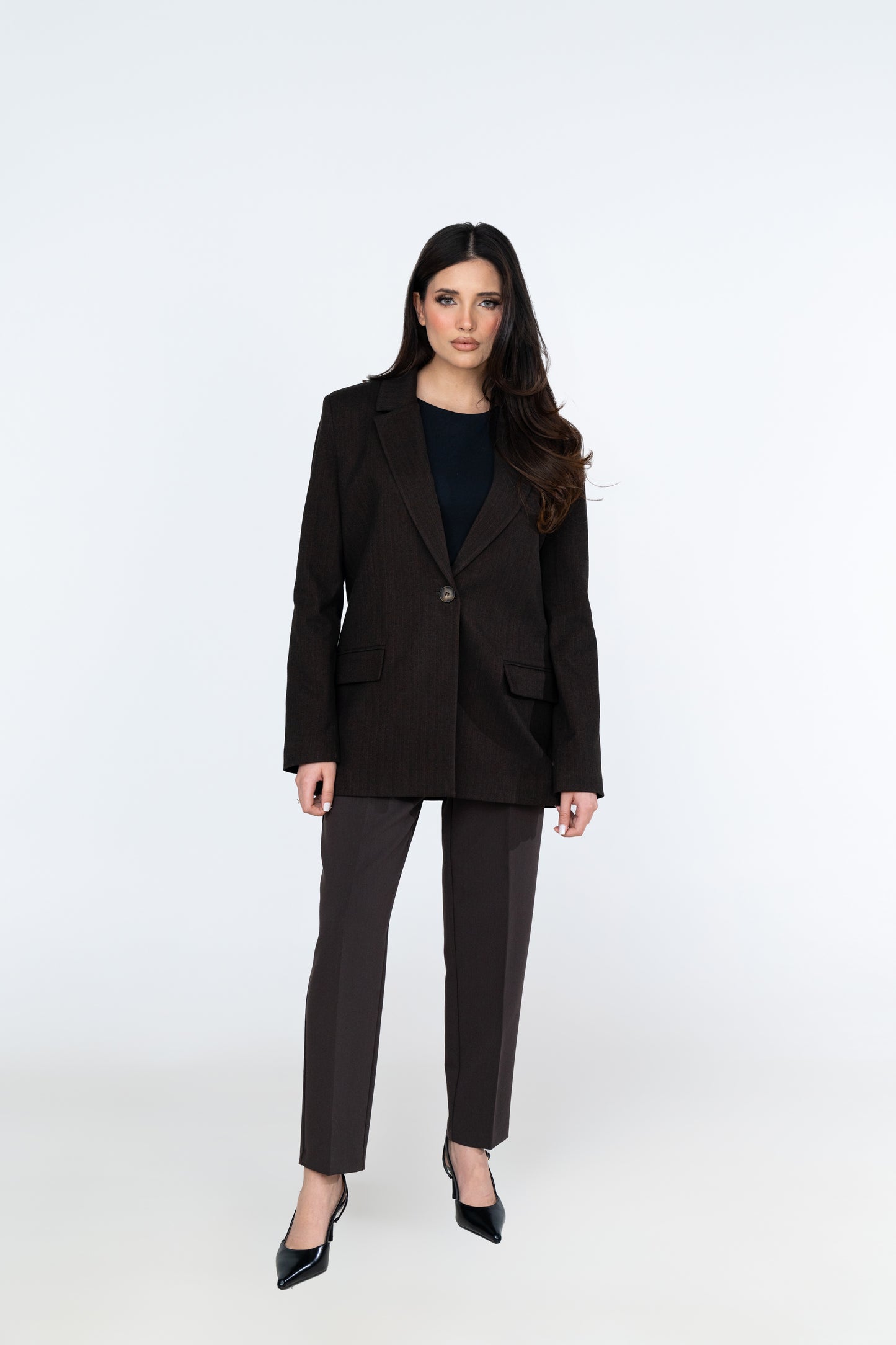 Herringbone Blazer - Brown - Brand By BIBI