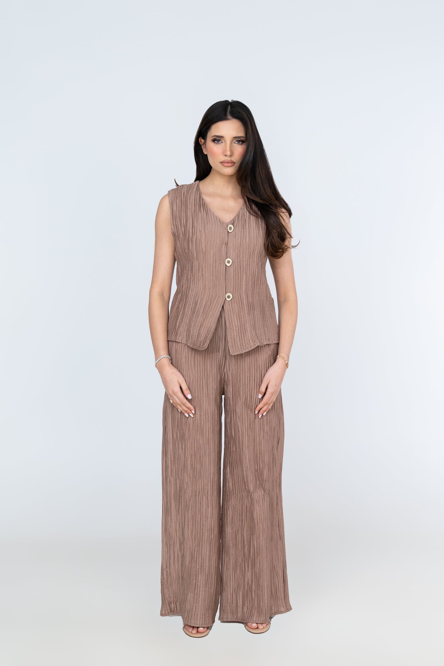 Textured Sleeveless Co-Ord - Mauve - Brand By BIBI
