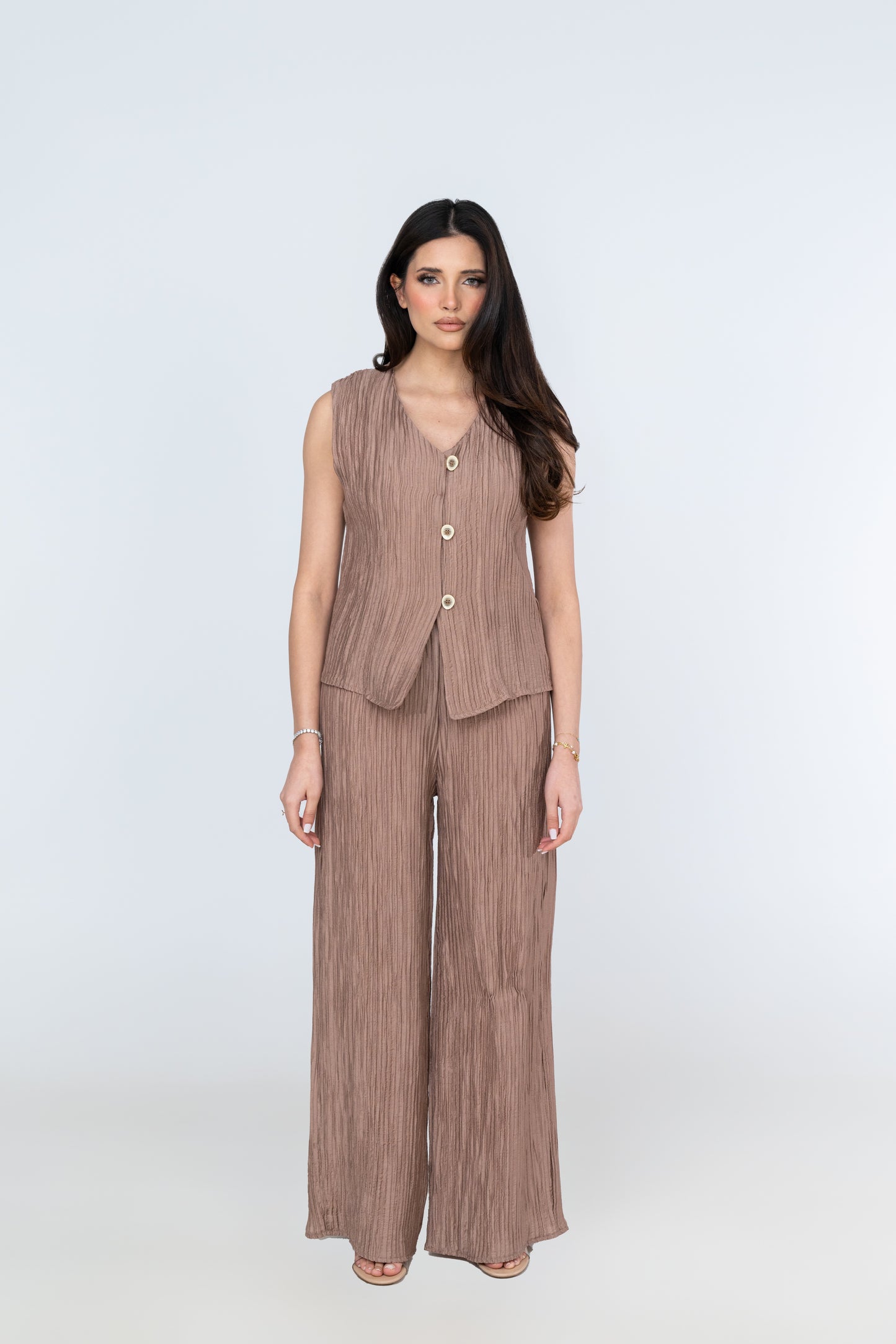 Textured Sleeveless Co-Ord - Mauve - Brand By BIBI