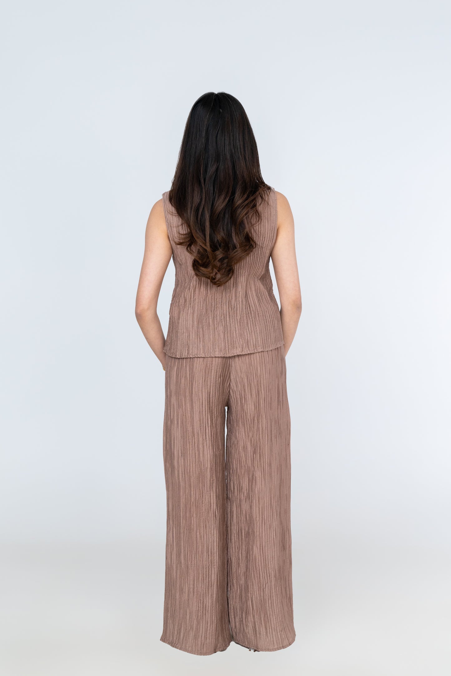 Textured Sleeveless Co-Ord - Mauve - Brand By BIBI
