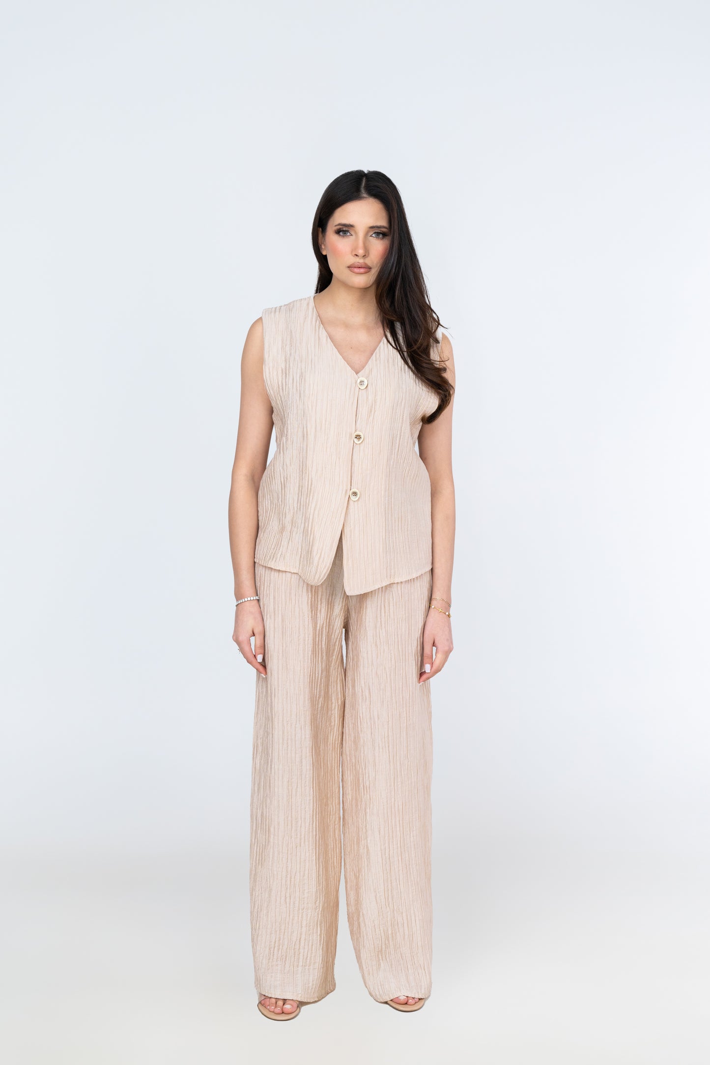 textured sleeveless co-ord