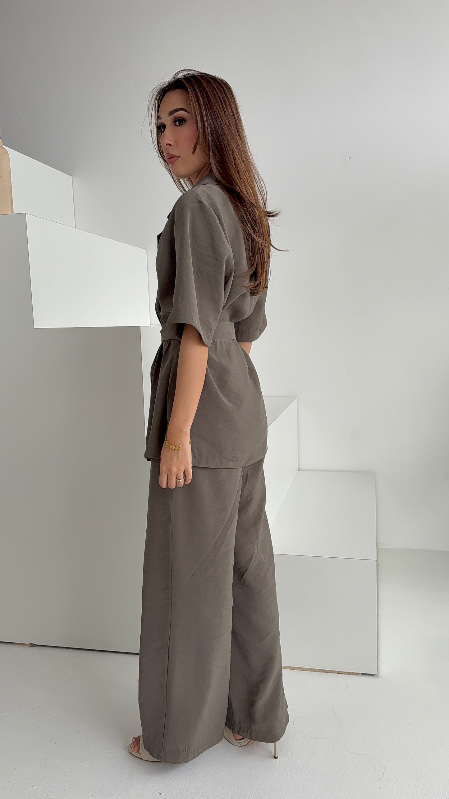 Raye Buttoned Co-Ord Set – Khaki - Brand By BIBI