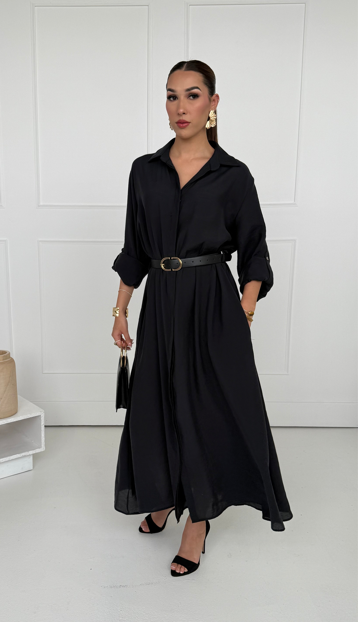 Sahara Modal Shirt Dress – Black - Brand By BIBI