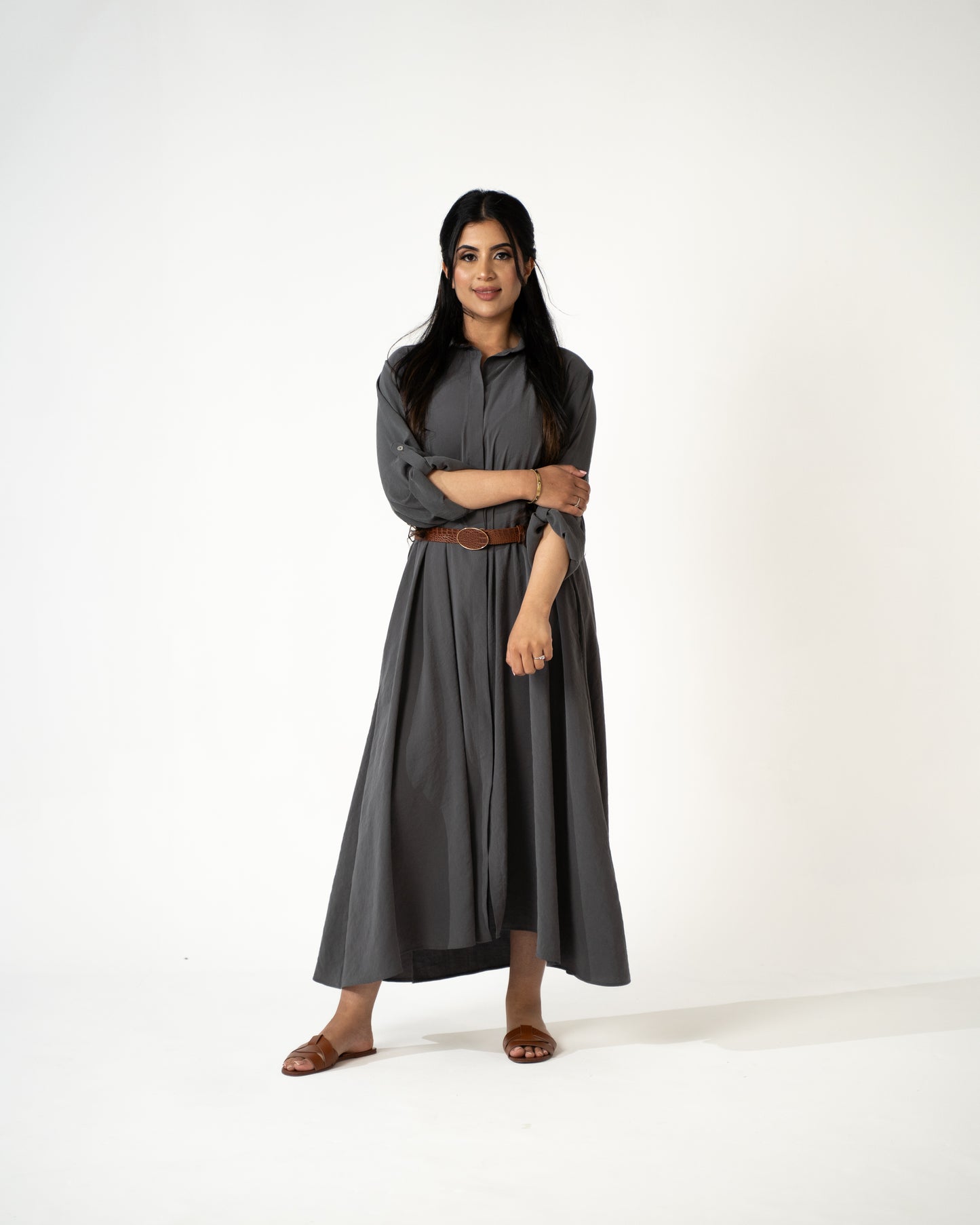 Sahara Modal Shirt Dress – Charcoal - Brand By BIBI