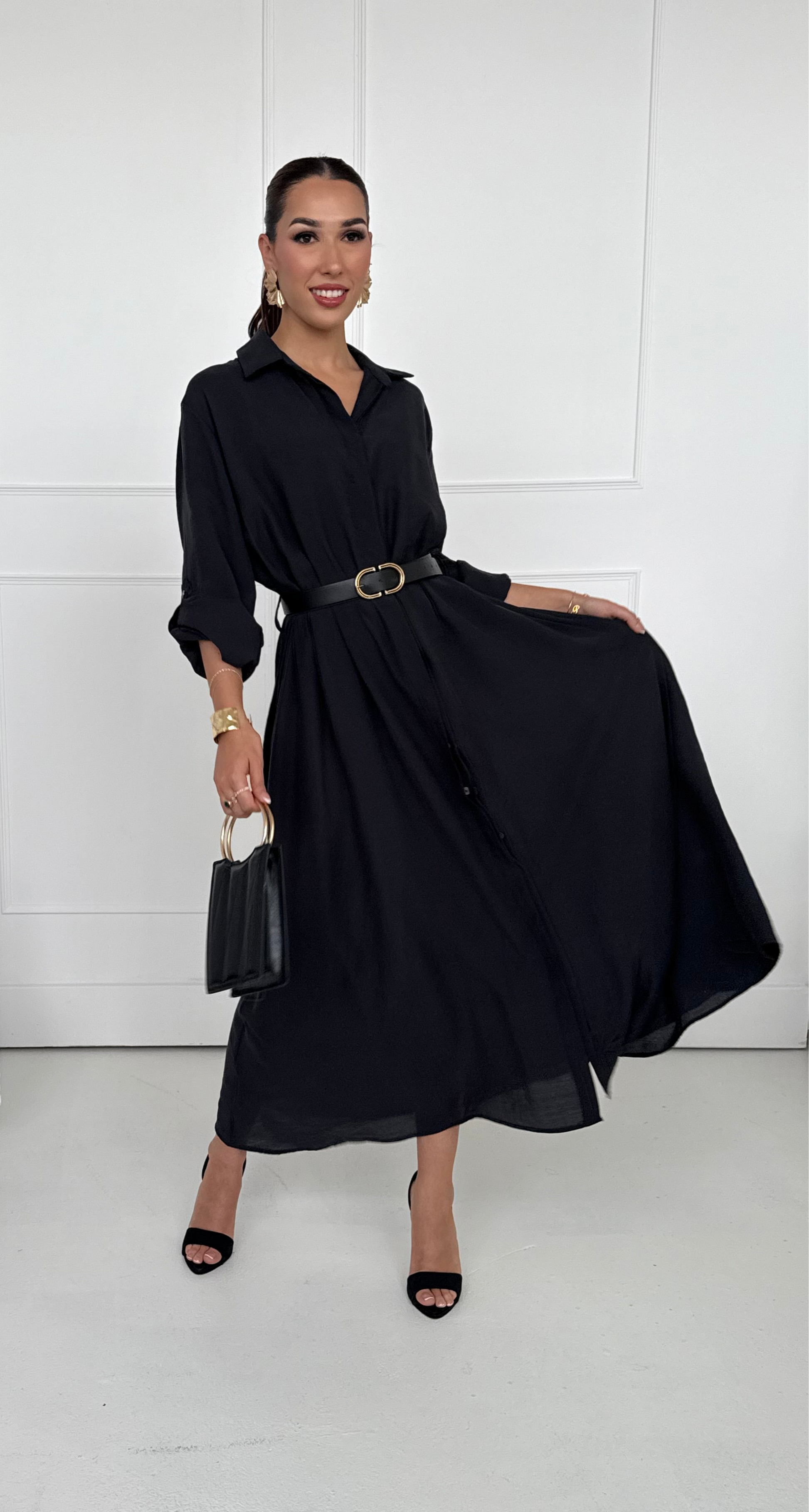 Sahara Modal Shirt Dress – Black - Brand By BIBI
