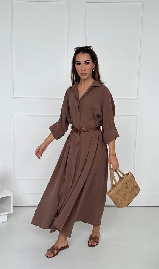 Sahara Modal Shirt Dress – Brown - Brand By BIBI