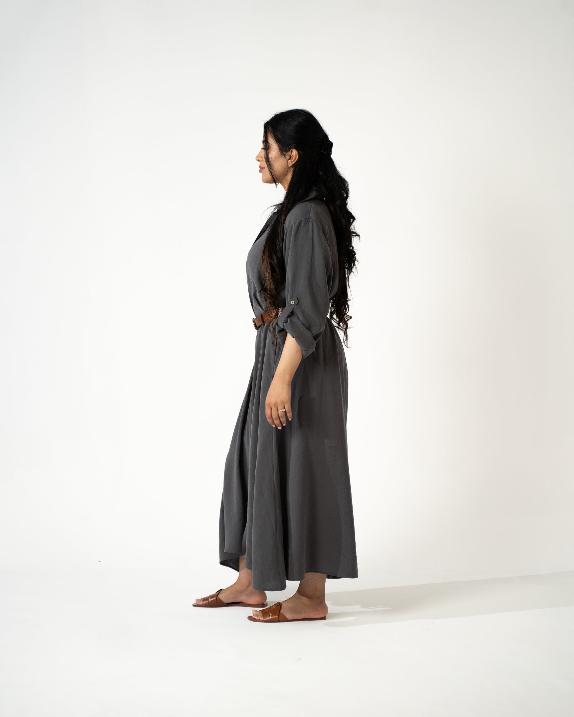 Sahara Modal Shirt Dress – Charcoal - Brand By BIBI