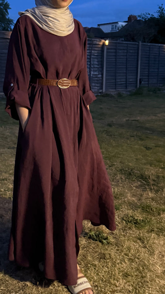 Sahara Modal Shirt Dress – Burgandy - Brand By BIBI