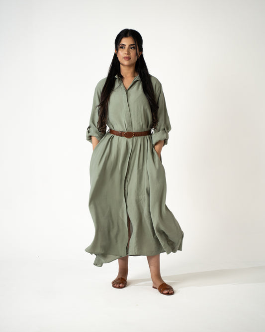 Sahara Modal Shirt Dress – Sage - Brand By BIBI