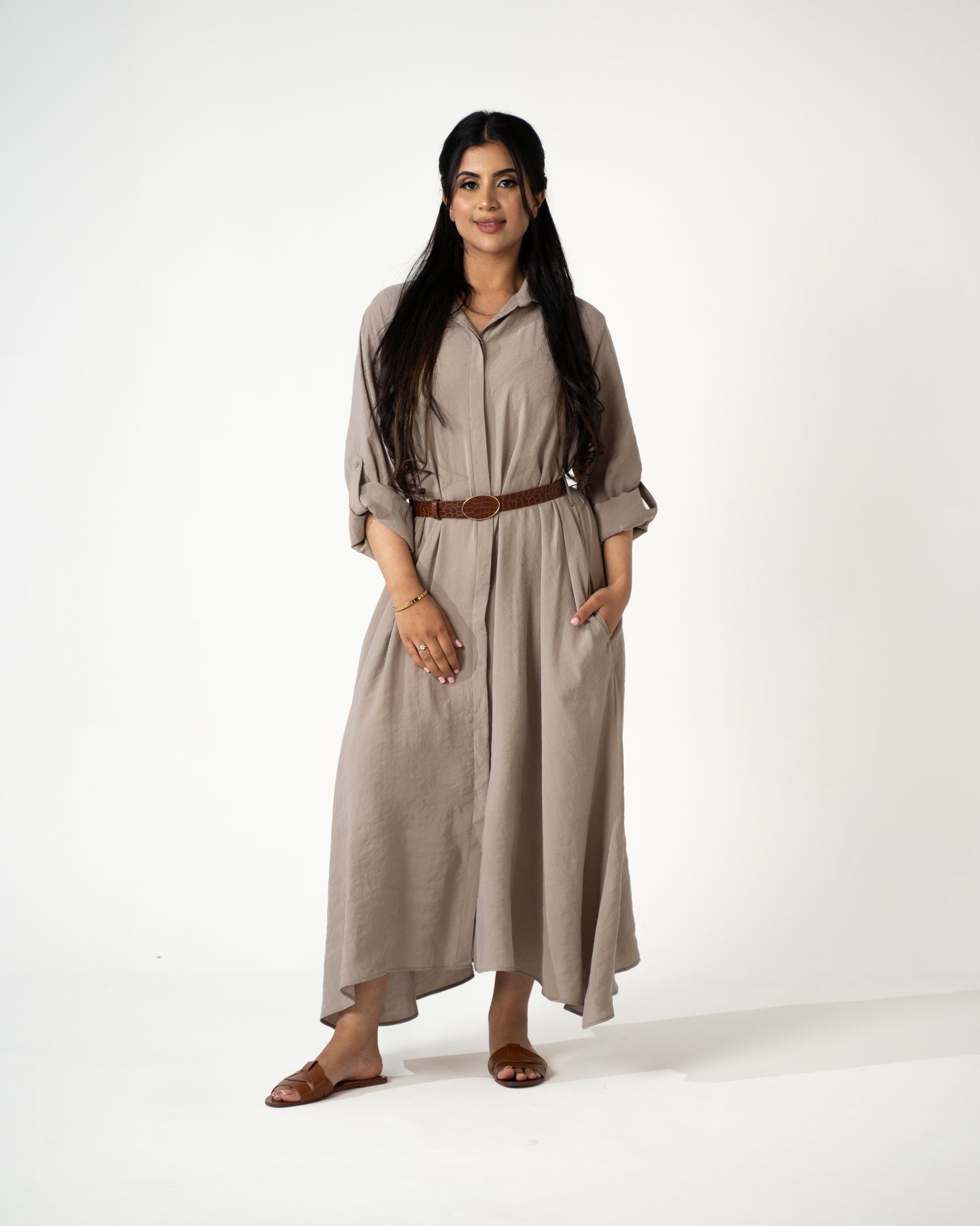 Sahara Modal Shirt Dress – Stone - Brand By BIBI