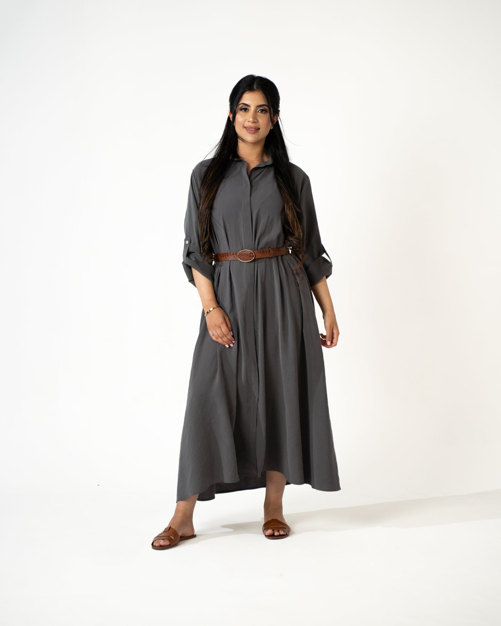 Sahara Modal Shirt Dress – Charcoal - Brand By BIBI