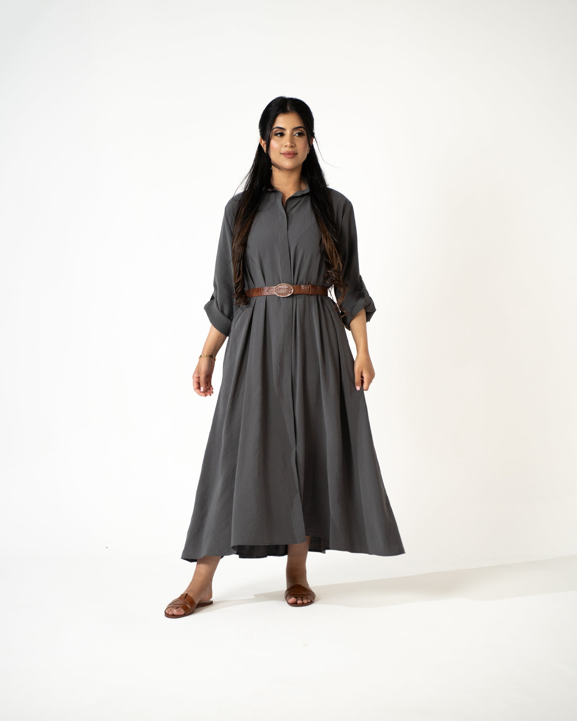 Sahara Modal Shirt Dress – Charcoal - Brand By BIBI