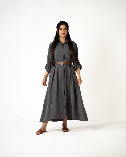 Sahara Modal Shirt Dress – Charcoal - Brand By BIBI