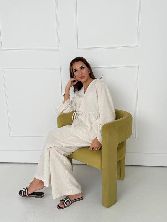 Peplum Tie Set - Oatmeal - Brand By BIBI
