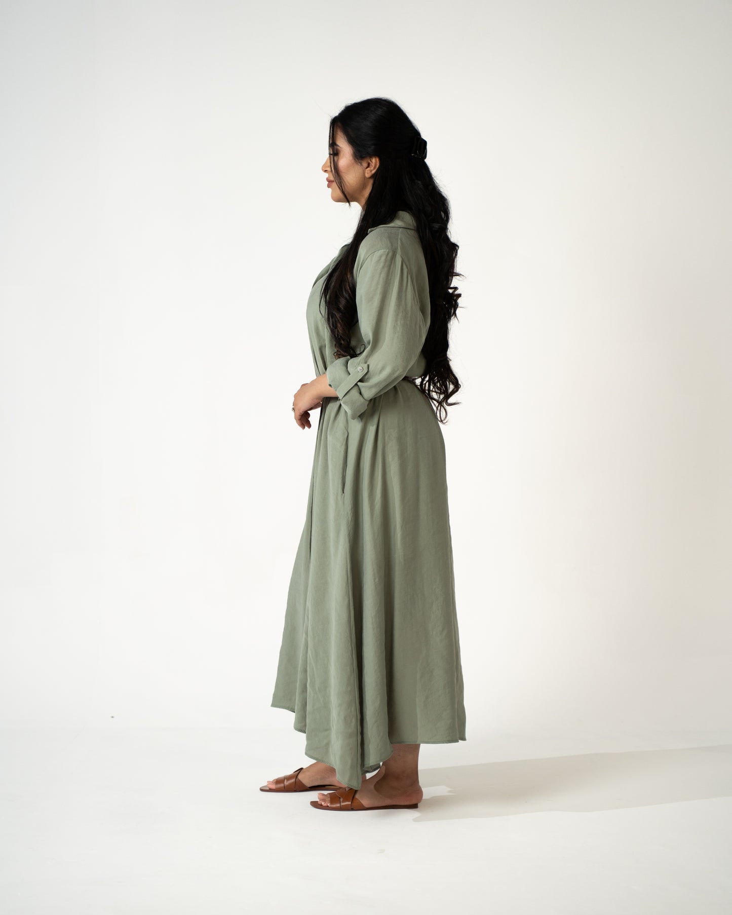 Sahara Modal Shirt Dress – Sage - Brand By BIBI
