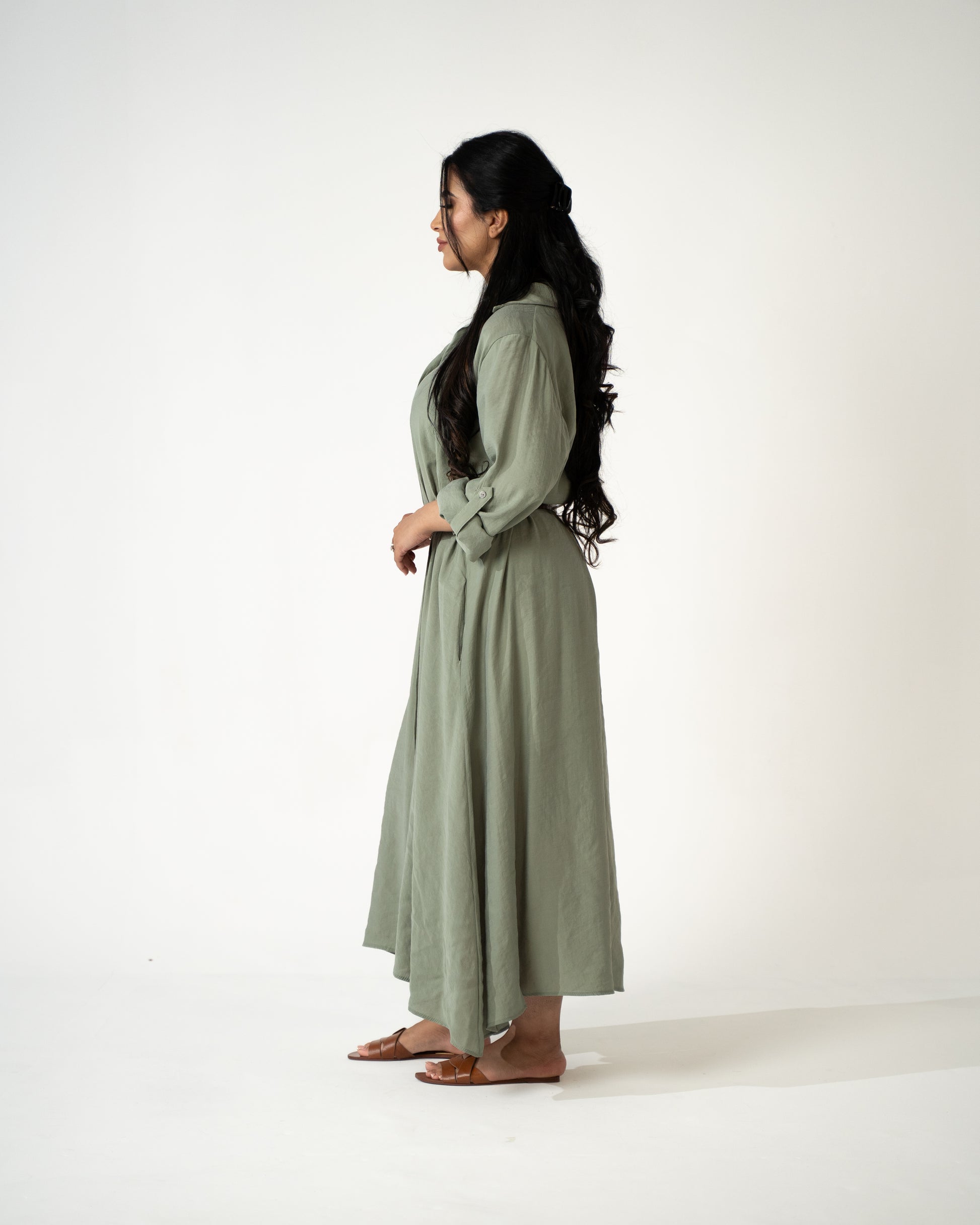 Sahara Modal Shirt Dress – Sage - Brand By BIBI