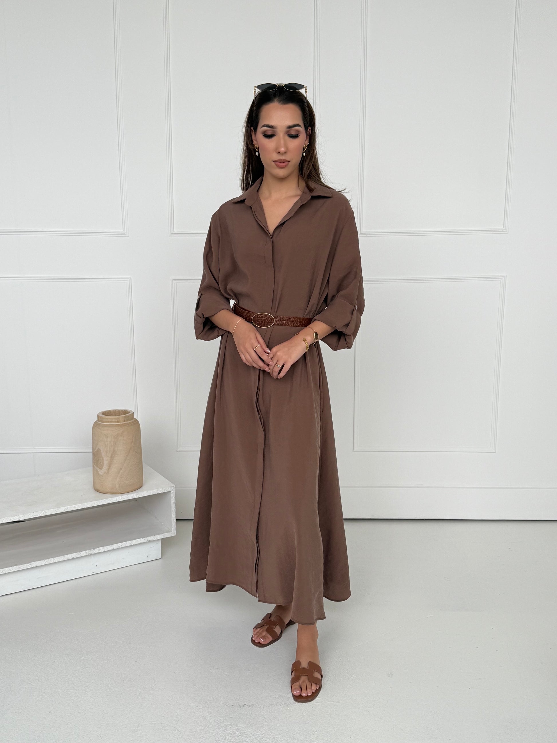 Sahara Modal Shirt Dress – Brown - Brand By BIBI