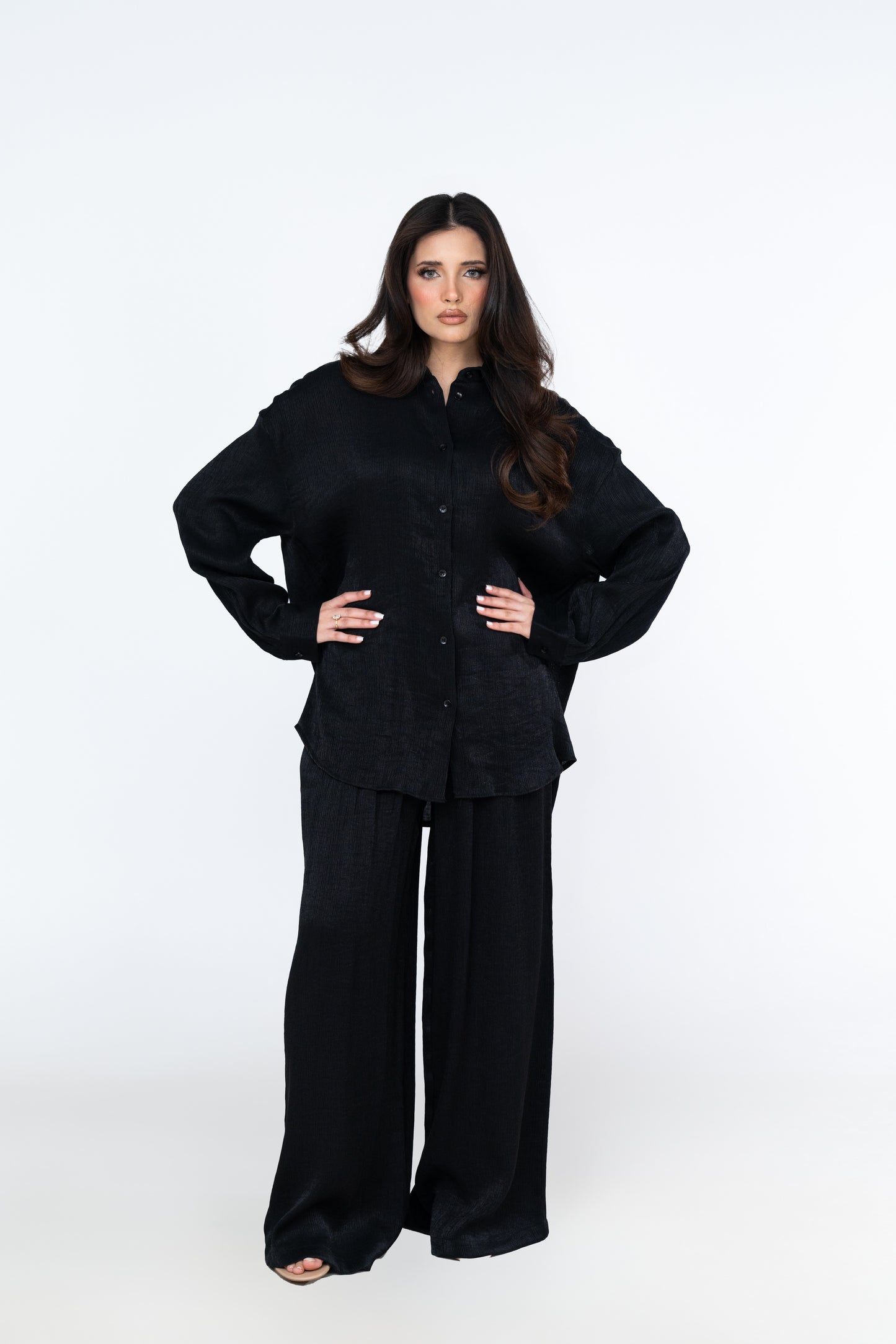 Relaxed Fit Textured Co-Ord - Black - Brand By BIBI