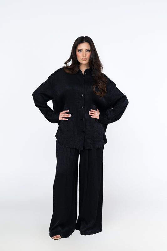 Relaxed Fit Textured Co-Ord - Black - Brand By BIBI
