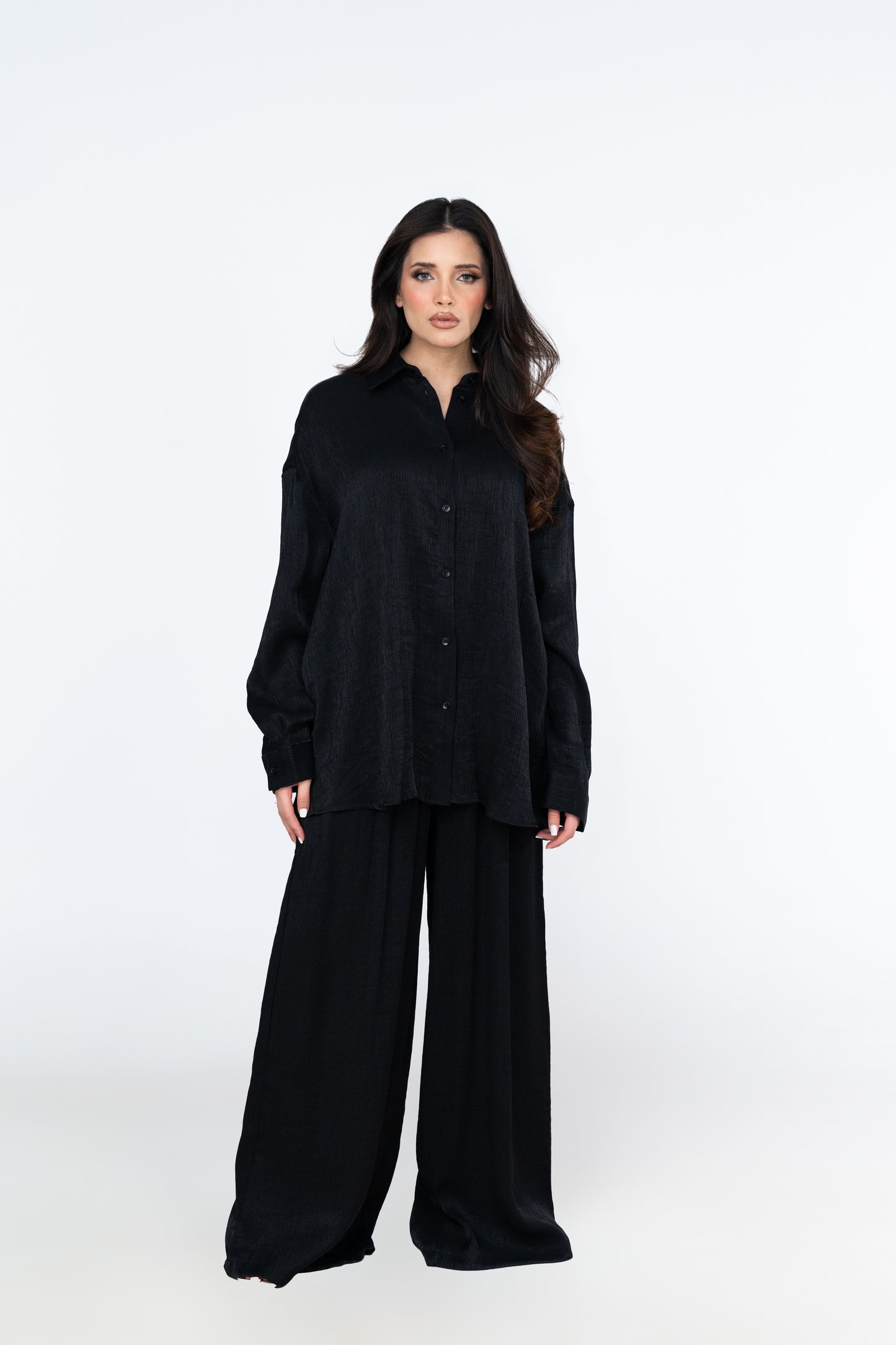 Relaxed Fit Textured Co-Ord - Black - Brand By BIBI