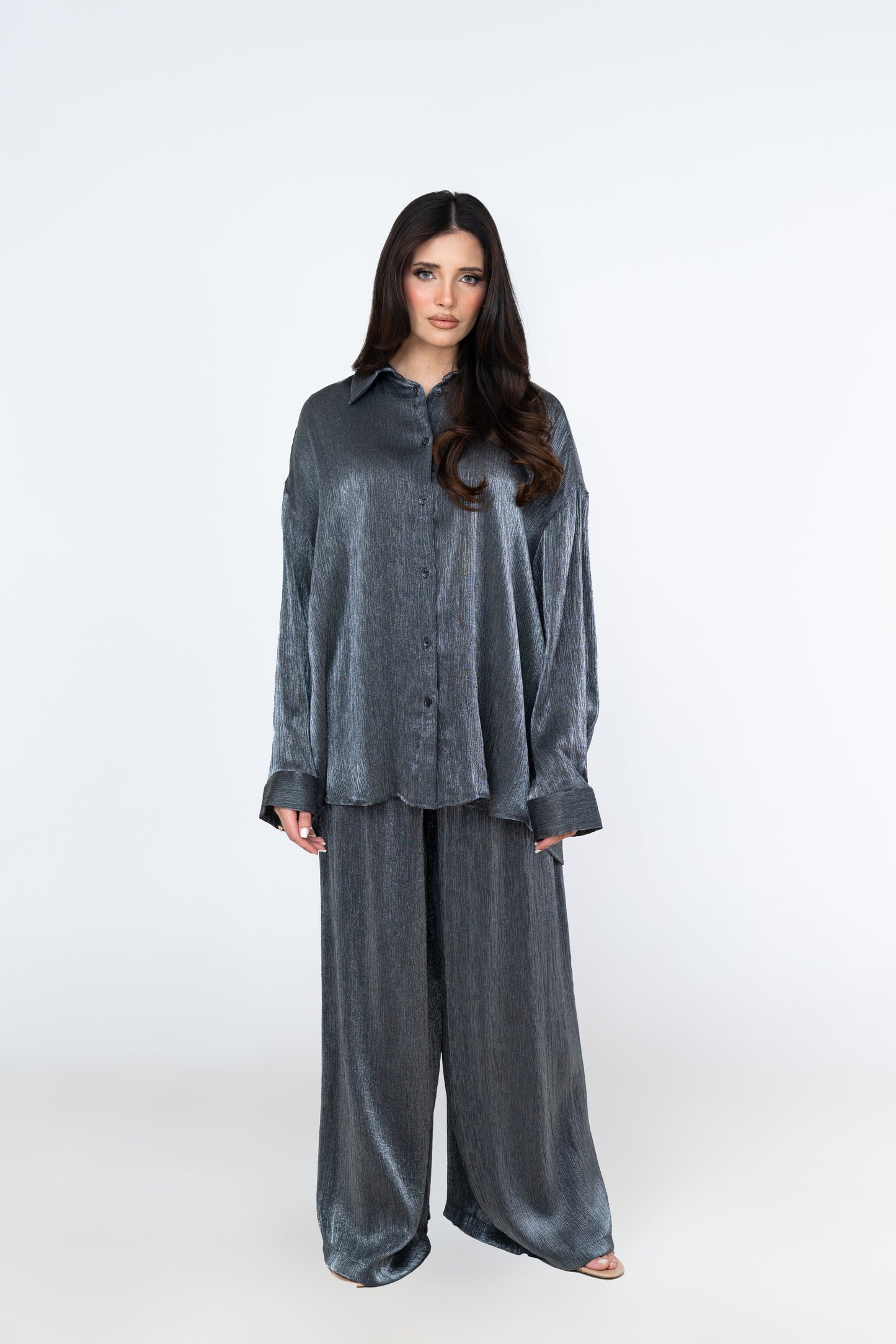 Relaxed Fit Textured Co-Ord - Slate - Brand By BIBI