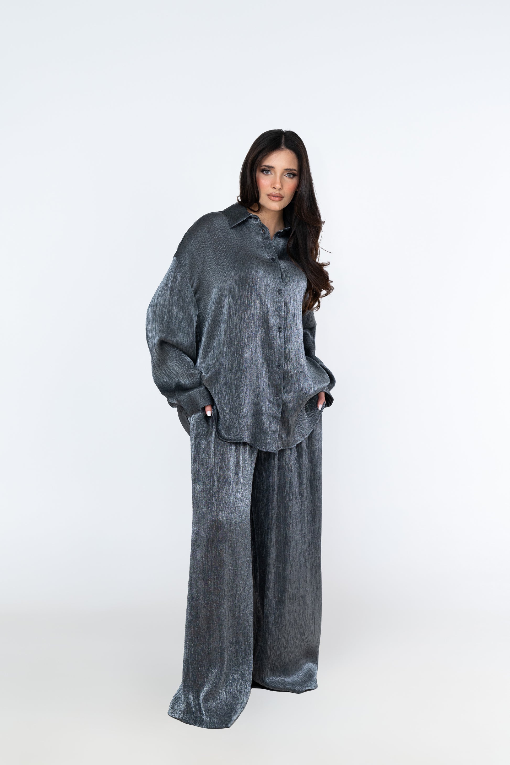 Relaxed Fit Textured Co-Ord - Slate - Brand By BIBI