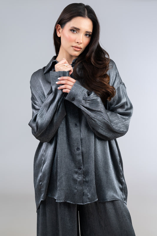 Relaxed Fit Textured Co-Ord - Slate - Brand By BIBI