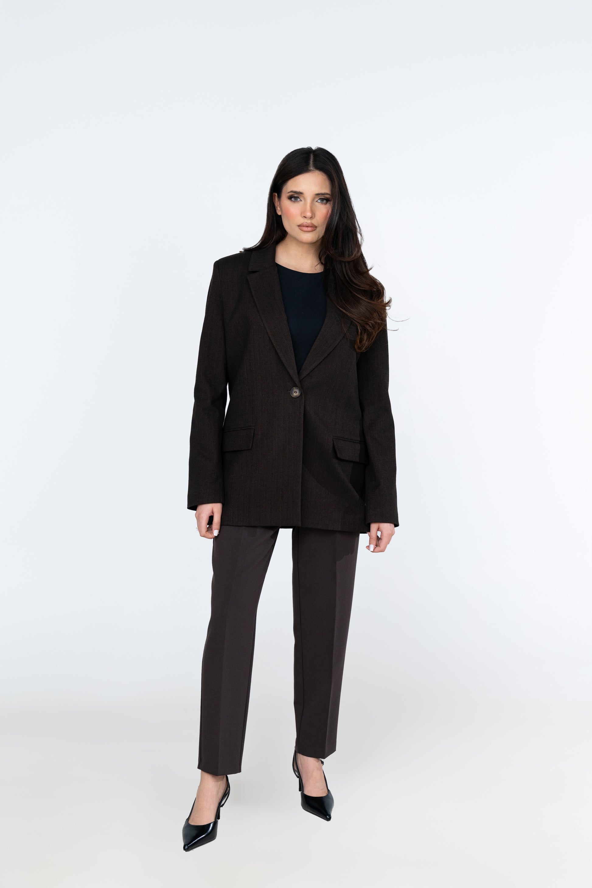Herringbone Blazer - Brown - Brand By BIBI