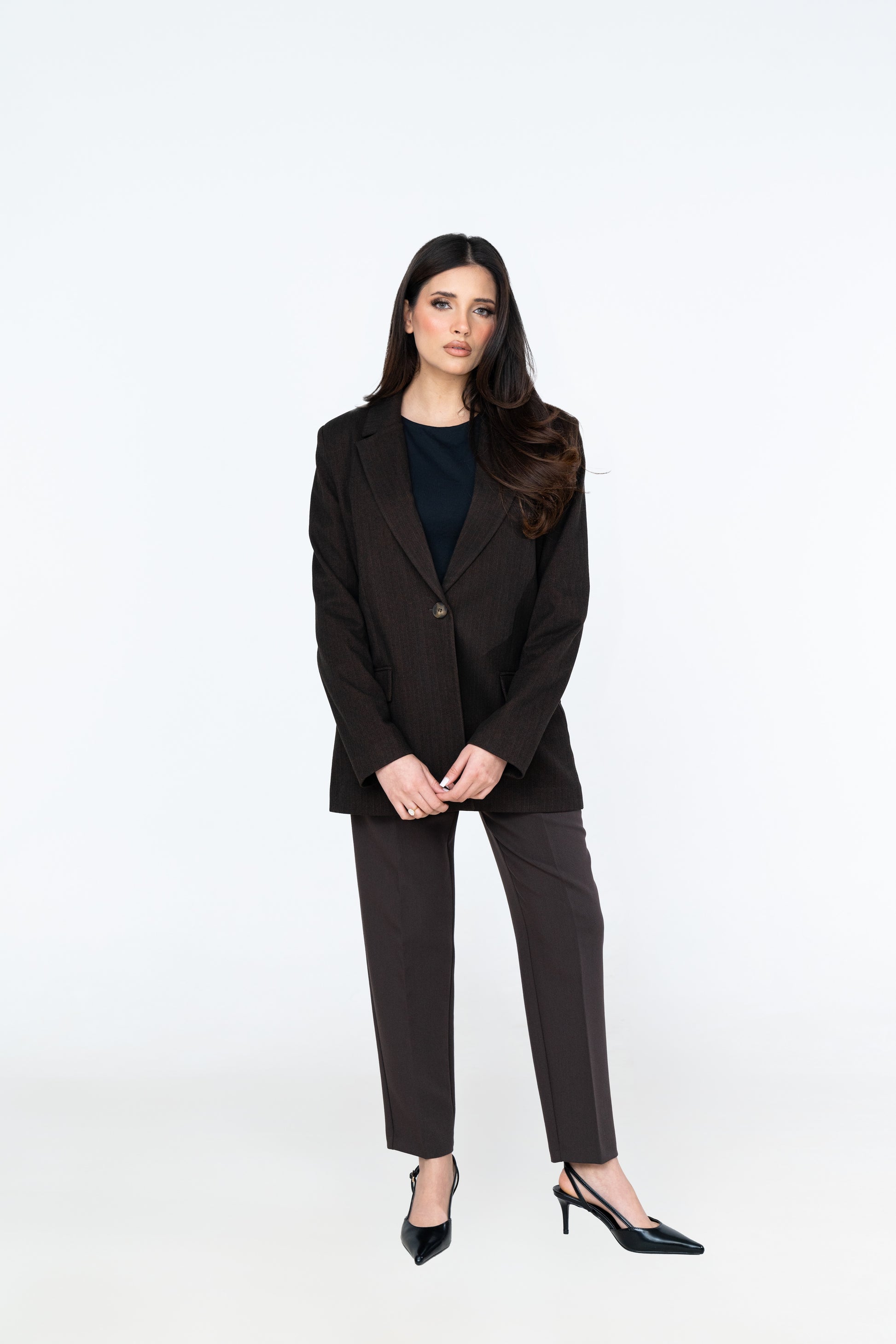 Herringbone Blazer - Brown - Brand By BIBI
