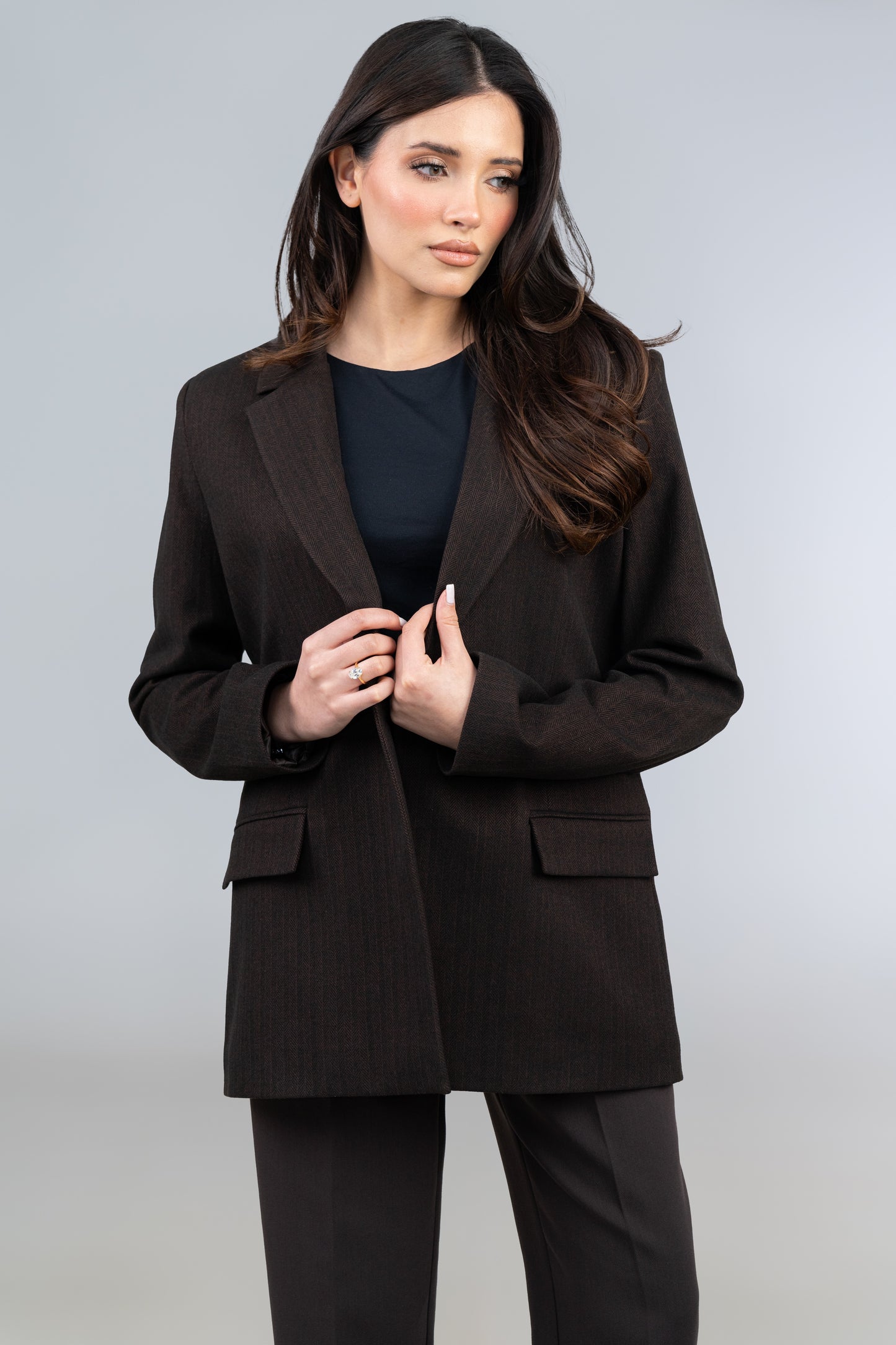 Herringbone Blazer - Brown - Brand By BIBI