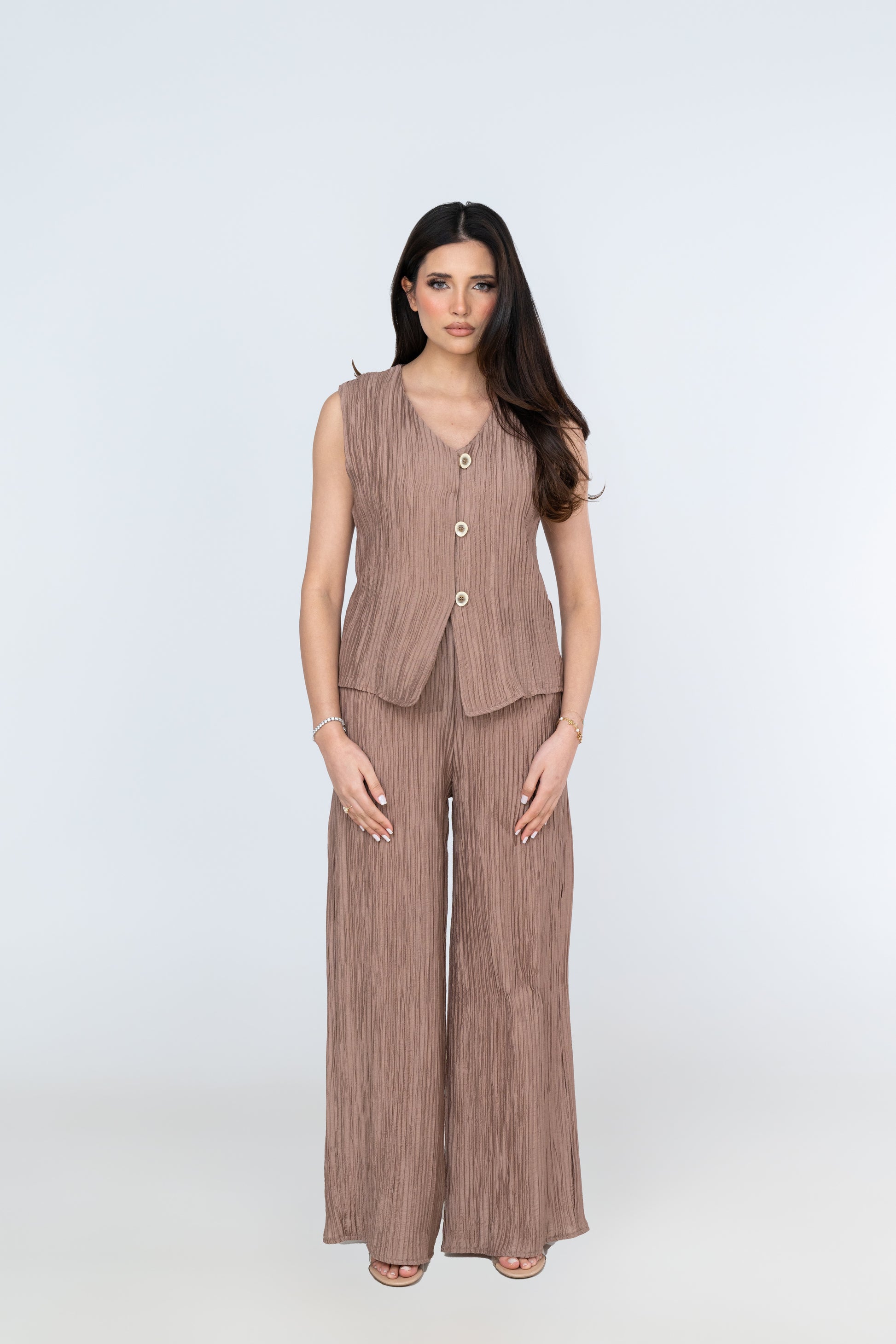 Textured Sleeveless Co-Ord - Mauve - Brand By BIBI