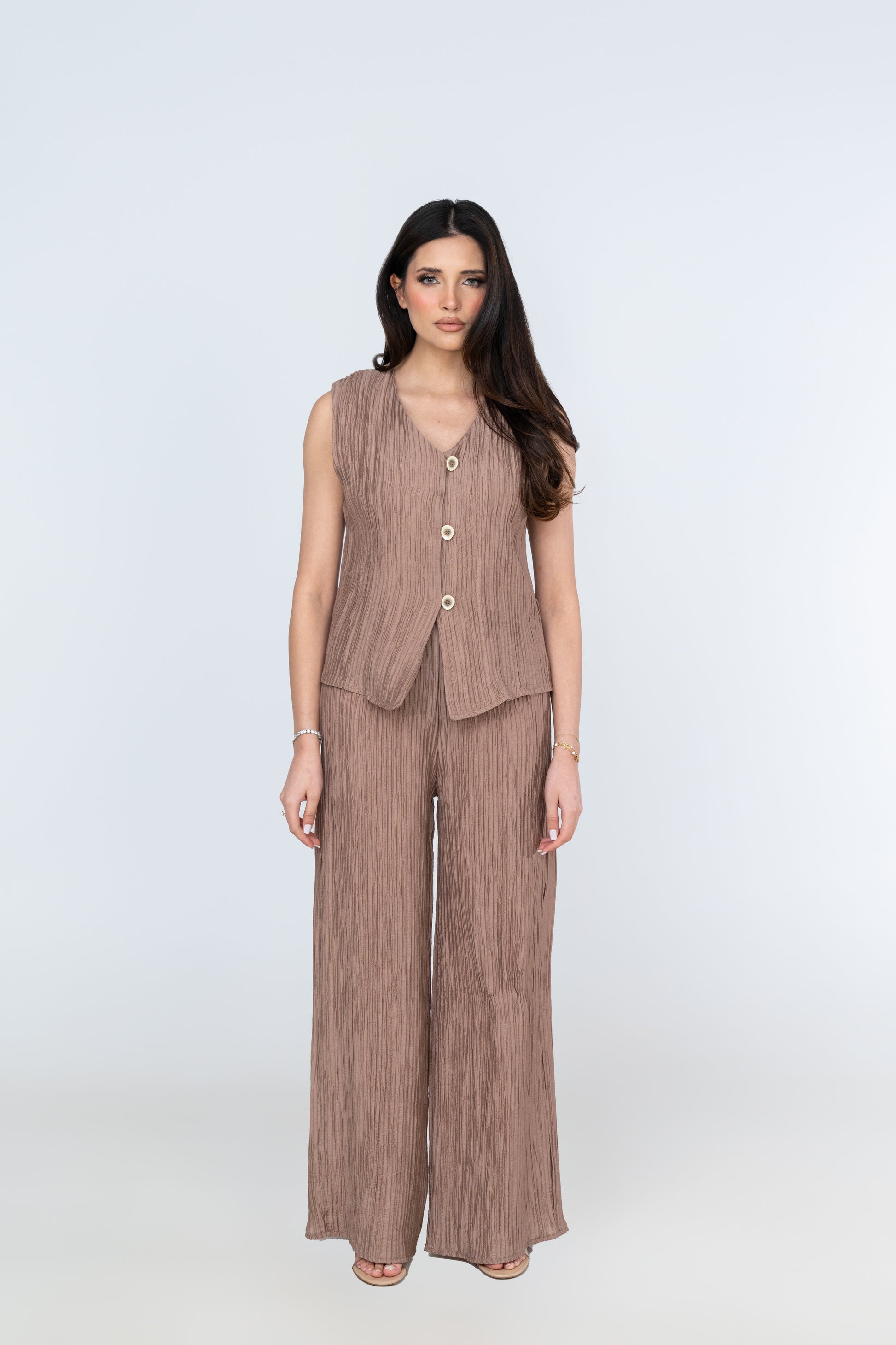 Textured Sleeveless Co-Ord - Mauve - Brand By BIBI