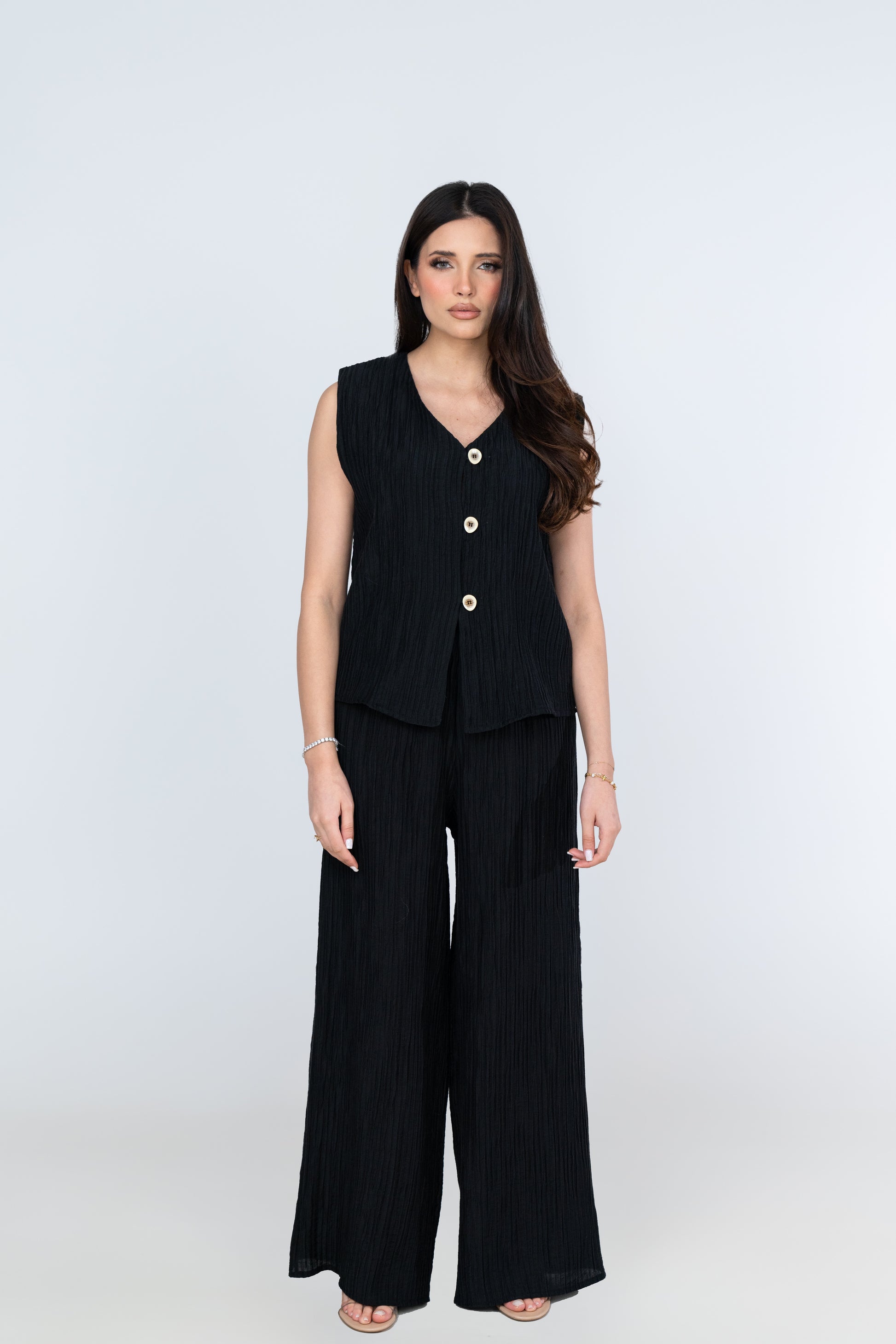 textured sleeveless co-ord