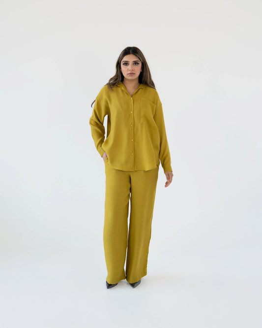 RELAXED FIT SHIRT & TROUSER CO-ORD - LIME - Brand By BIBI
