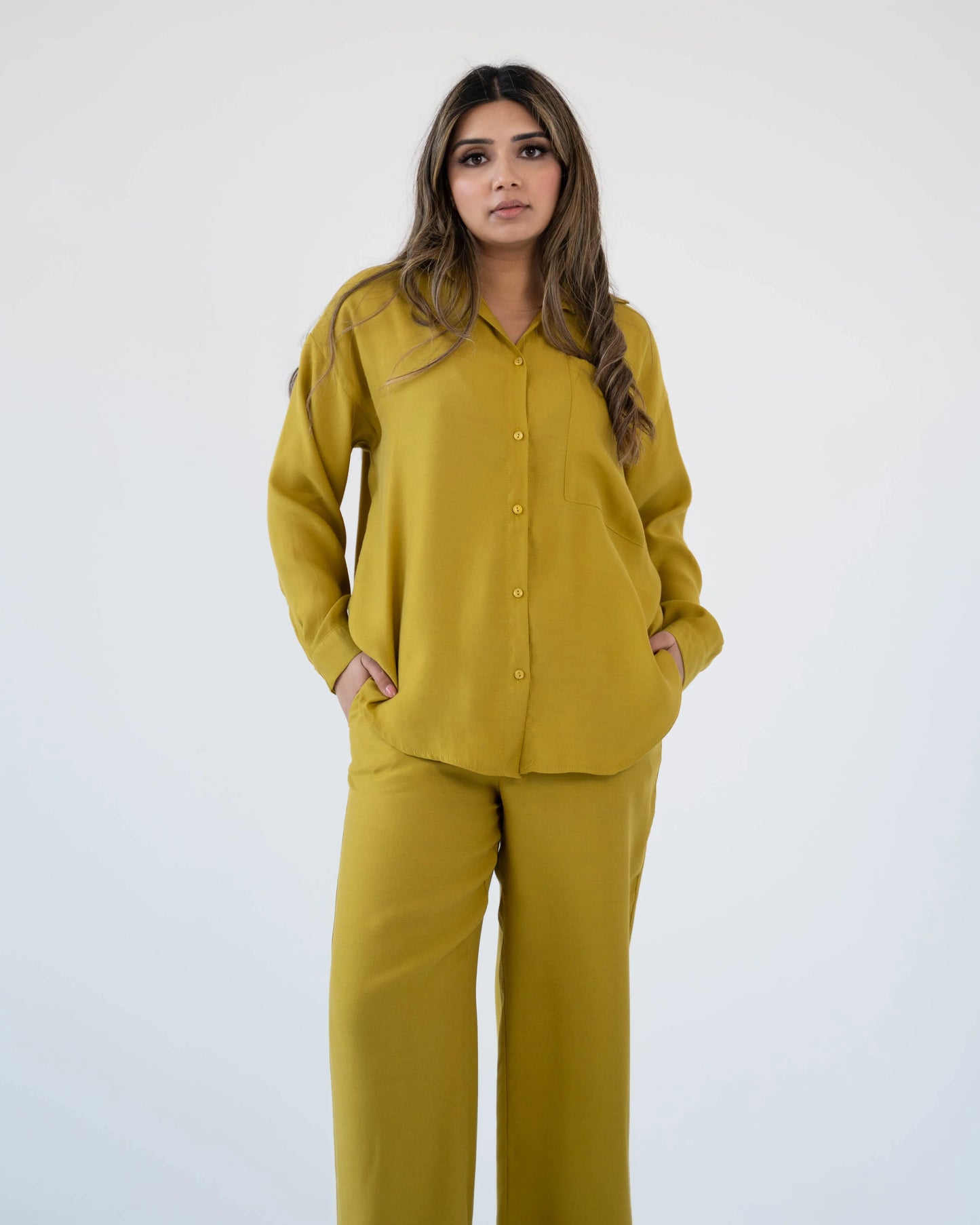 RELAXED FIT SHIRT & TROUSER CO-ORD - LIME - Brand By BIBI