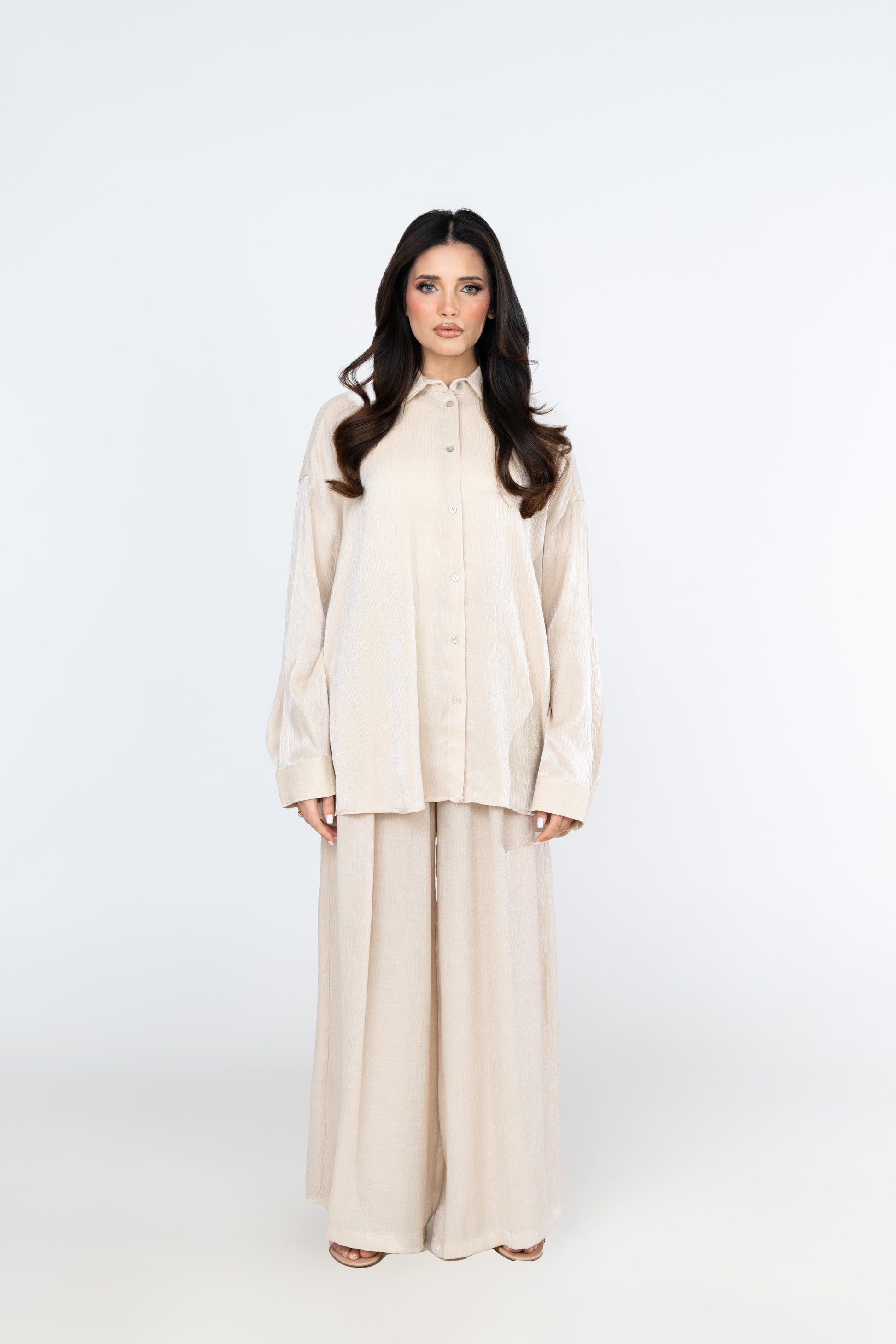 Relaxed Fit Textured Co-Ord - Ecru - Brand By BIBI