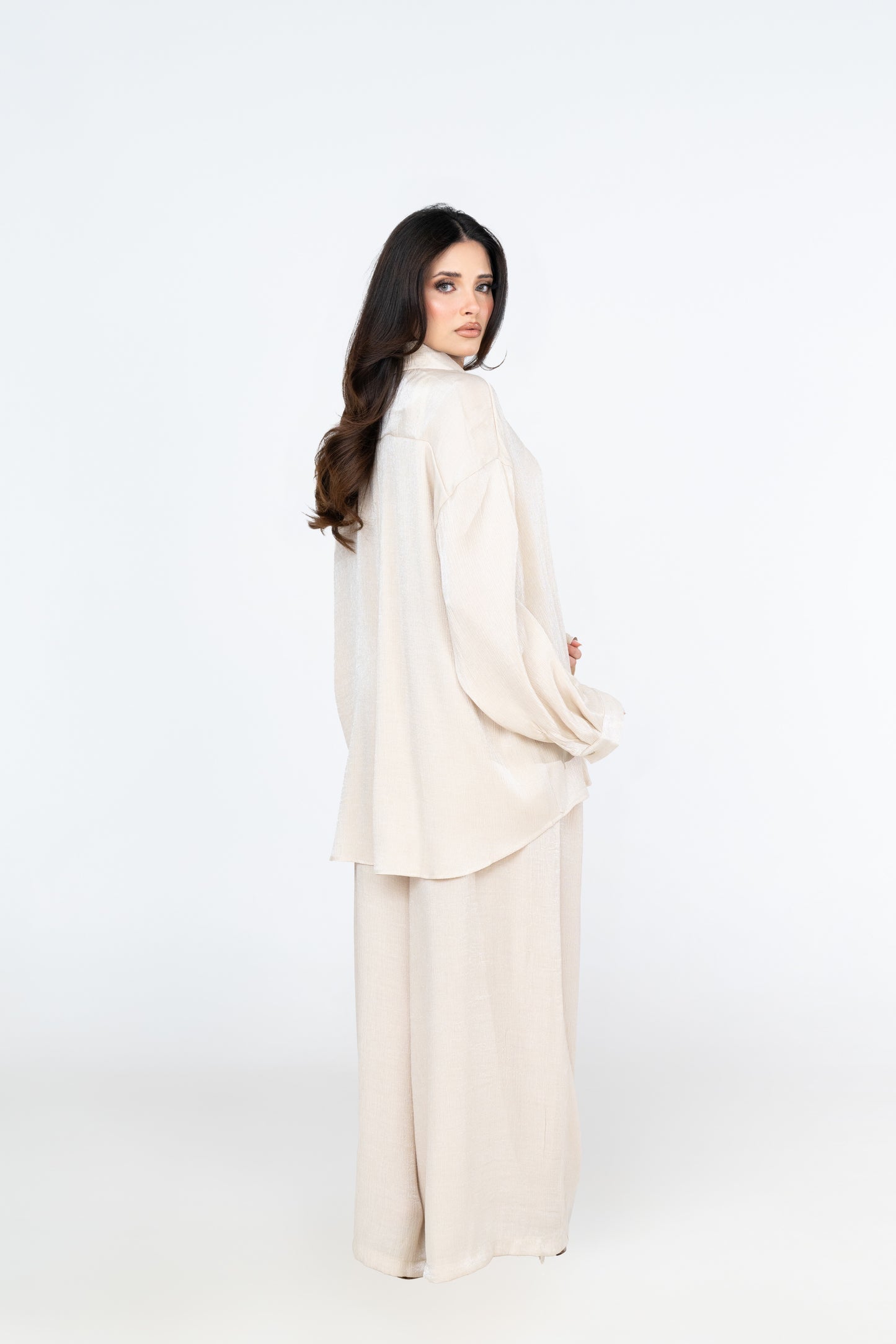 Relaxed Fit Textured Co-Ord - Ecru - Brand By BIBI