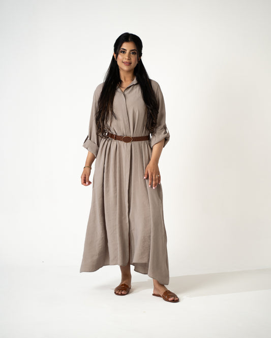 Sahara Modal Shirt Dress – Stone - Brand By BIBI