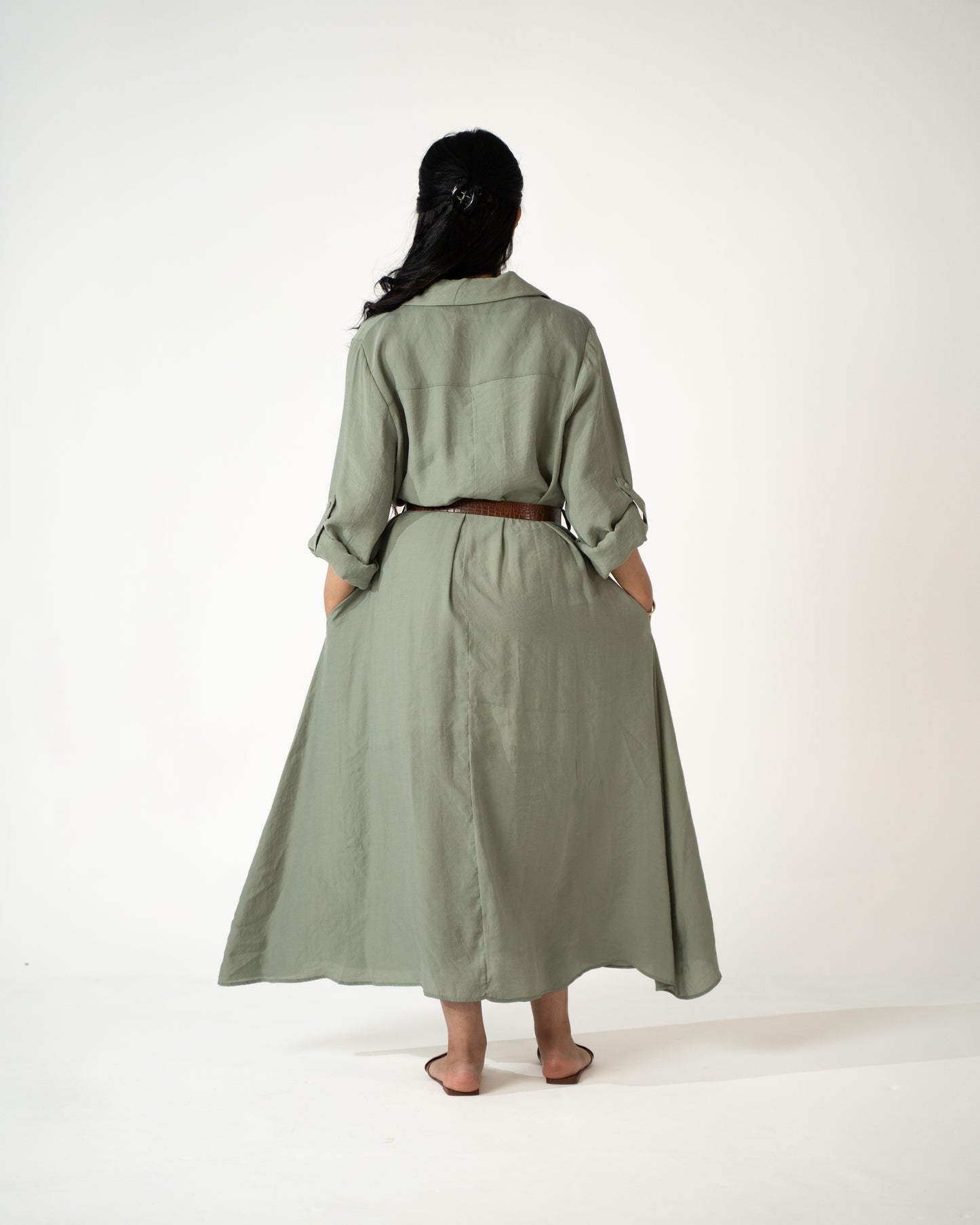 Sahara Modal Shirt Dress – Sage - Brand By BIBI