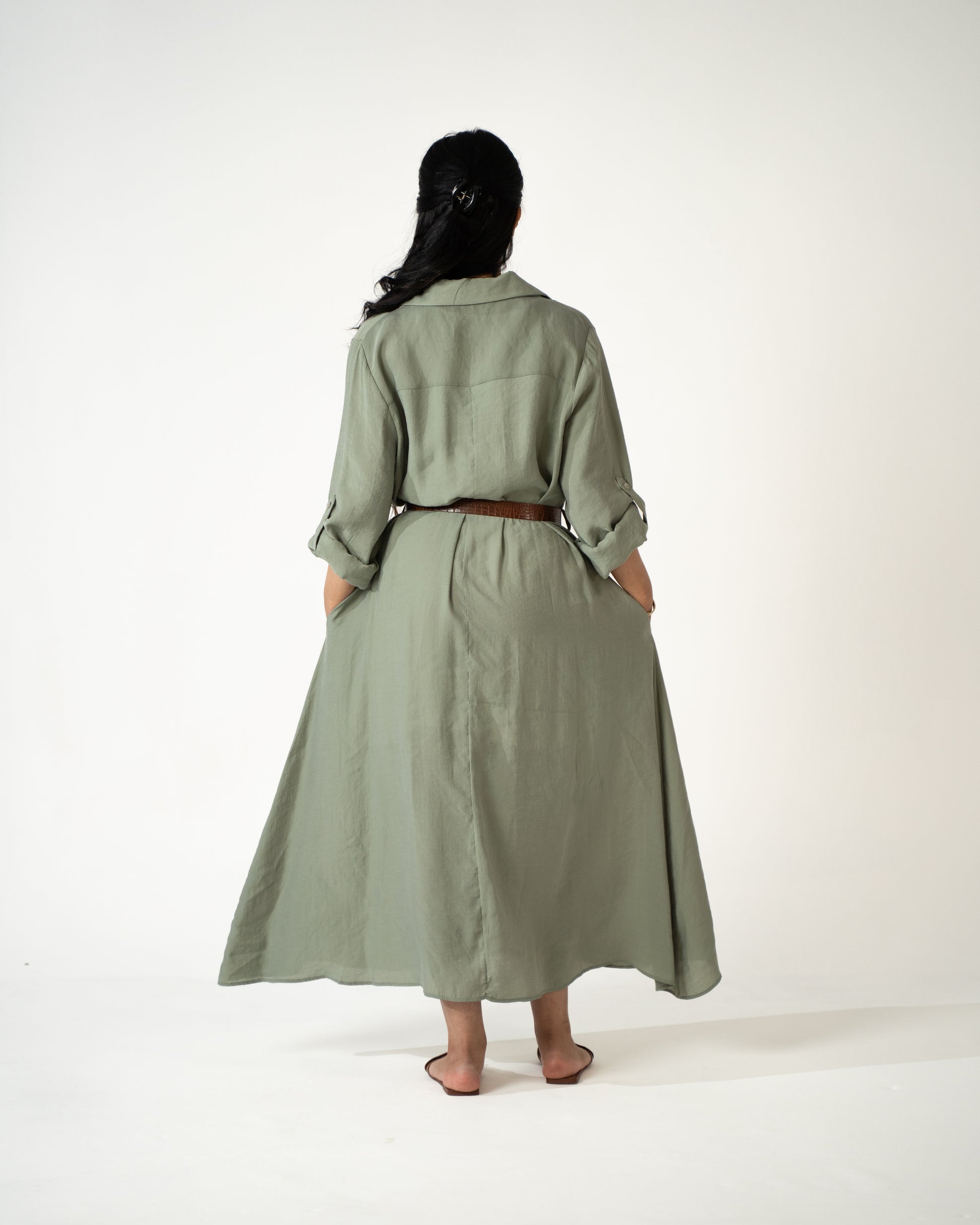 Sahara Modal Shirt Dress – Sage - Brand By BIBI